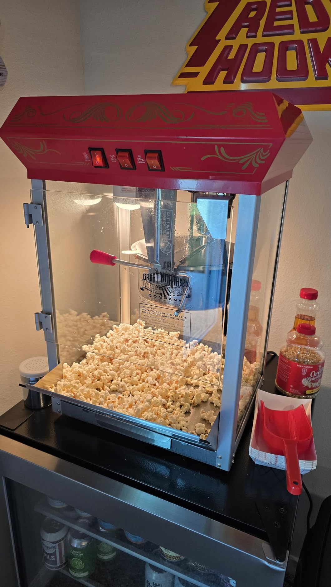 Great Northern Popcorn Good Time 8oz Popcorn Machine, Red - Vintage Style Popcorn Maker Machine with Stainless Steel Kettle Popper, Old Maids Drawer, Warming Tray, and Scoop customer photo 1
