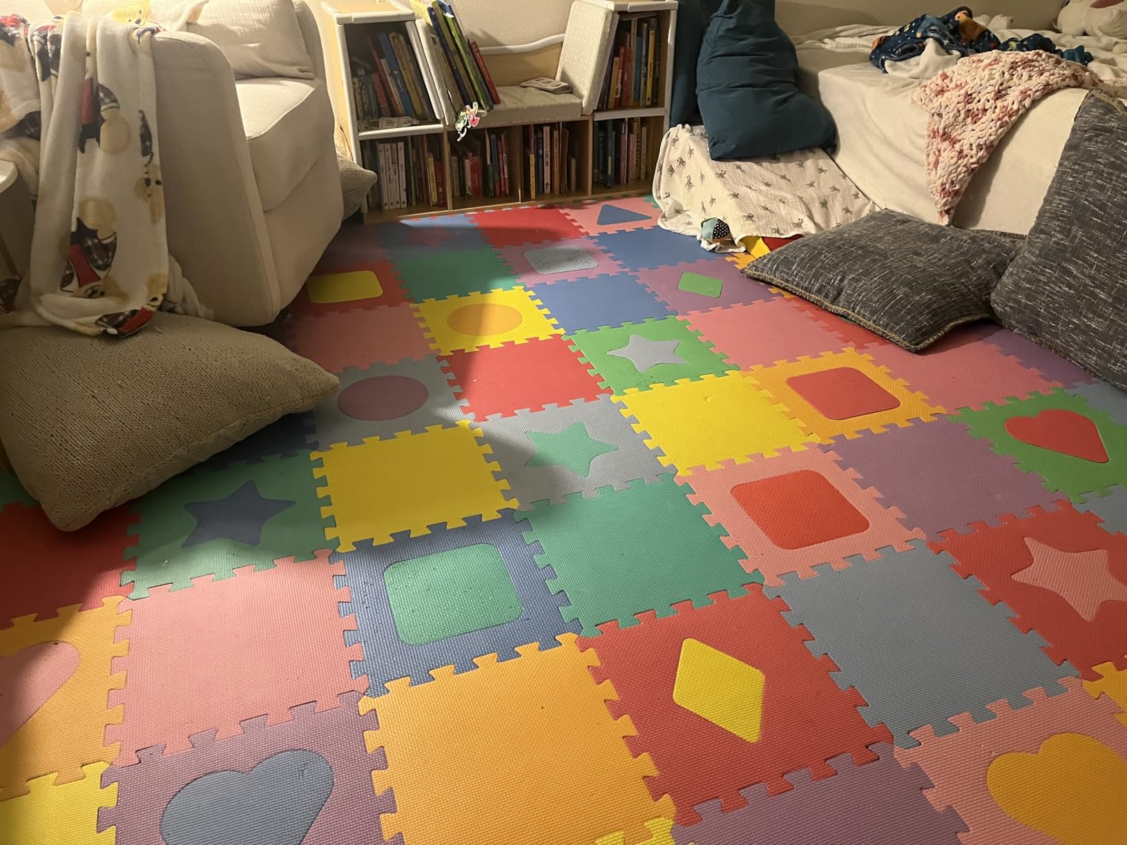 ProSource Baby Play Mat, Soft Foam Floor Tiles for Kids, Interlocking EVA Panels for Playpen Use, Crawling Development Surface, Safe Non-Toxic Toddler Flooring, 36 Tiles, Multicolor customer photo 1
