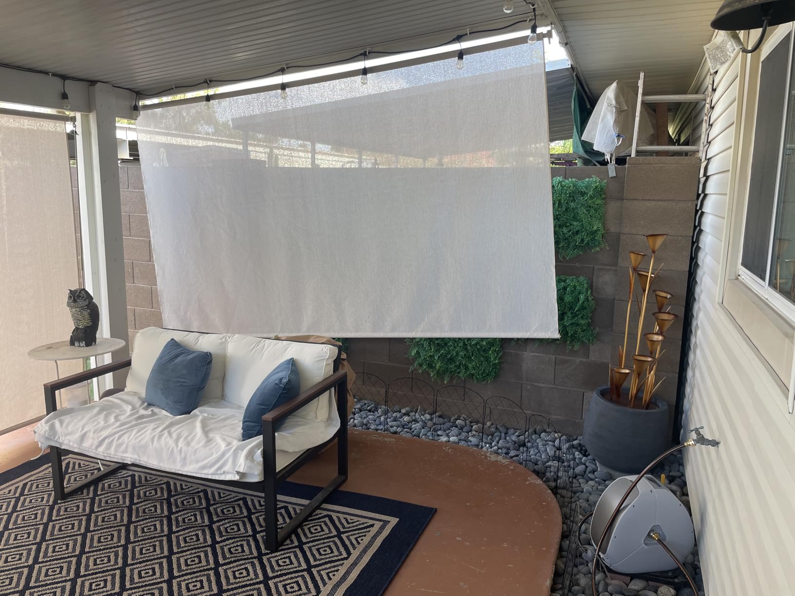 Coolaroo Outdoor Roller Shade with Wand - 95% UV Block Breathable Light Filtering Shade for Patio or Porch, Fade-Resistant, Easy-Clean Fabric, 8ft x 8ft, Pebble customer photo 2
