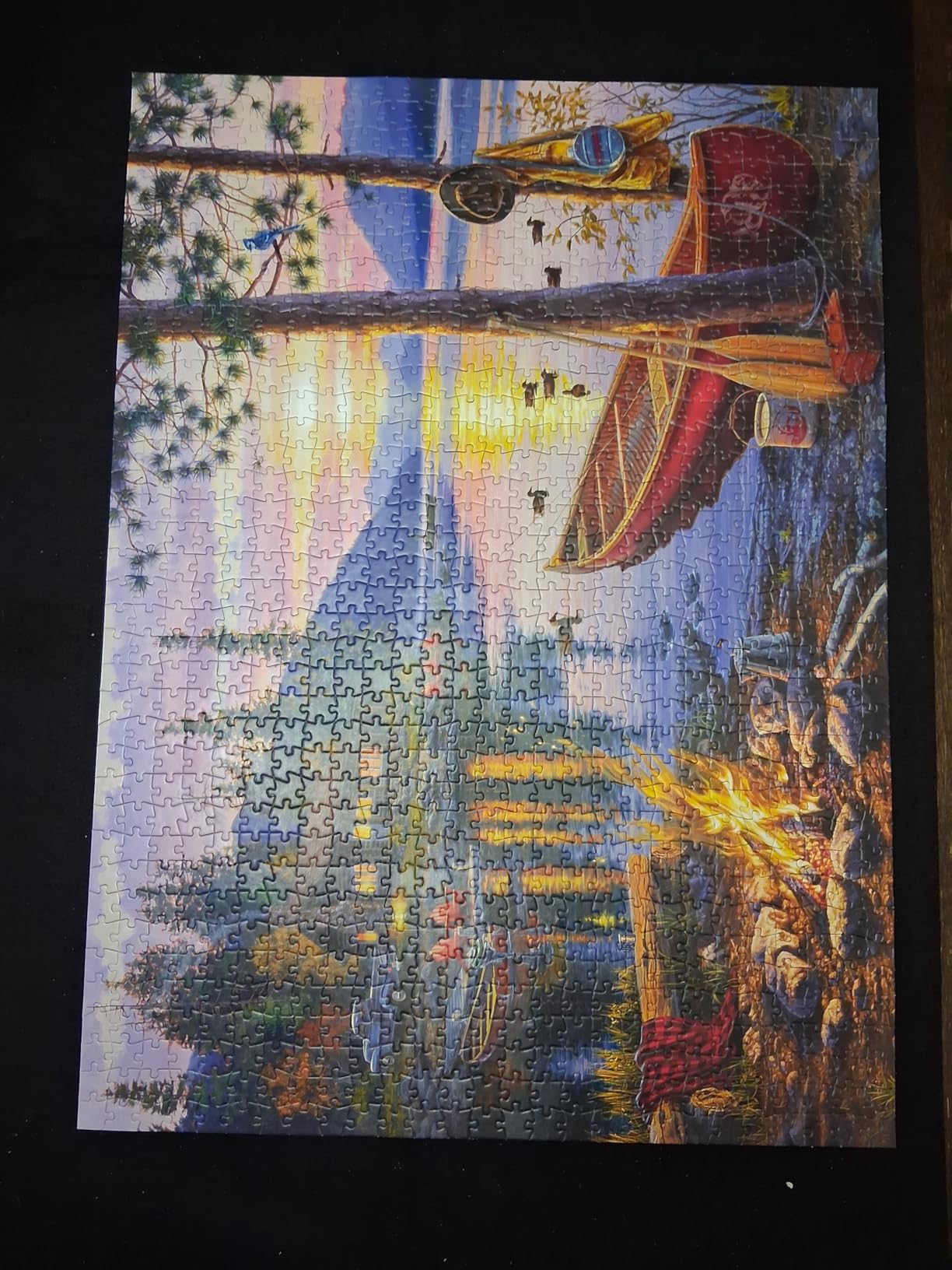 Buffalo Games Darrell Bush Canoe Lake Jigsaw Puzzle, 1000 Piece, for Adults | Full-Size Reference Poster, Darrell Bush Cabin-Sunset Scene, Recycled Materials, Jigsaw Puzzles 1000 Pieces customer photo 2