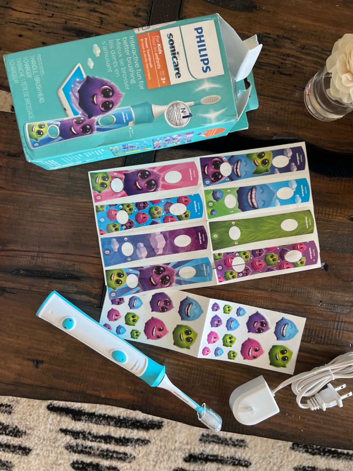 Philips Sonicare for Kids 3+ Bluetooth Connected Rechargeable Electric Power Toothbrush, Interactive for Better Brushing, Turquoise, HX6321/02 customer photo 1