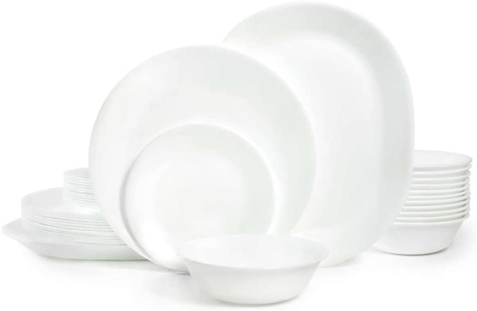Corelle Vitrelle 38-Piece Service for 12 Dinnerware Set, Triple Layer Glass and Chip Resistant, Lightweight Round Plates and Bowls Set, Winter Frost White customer photo 1