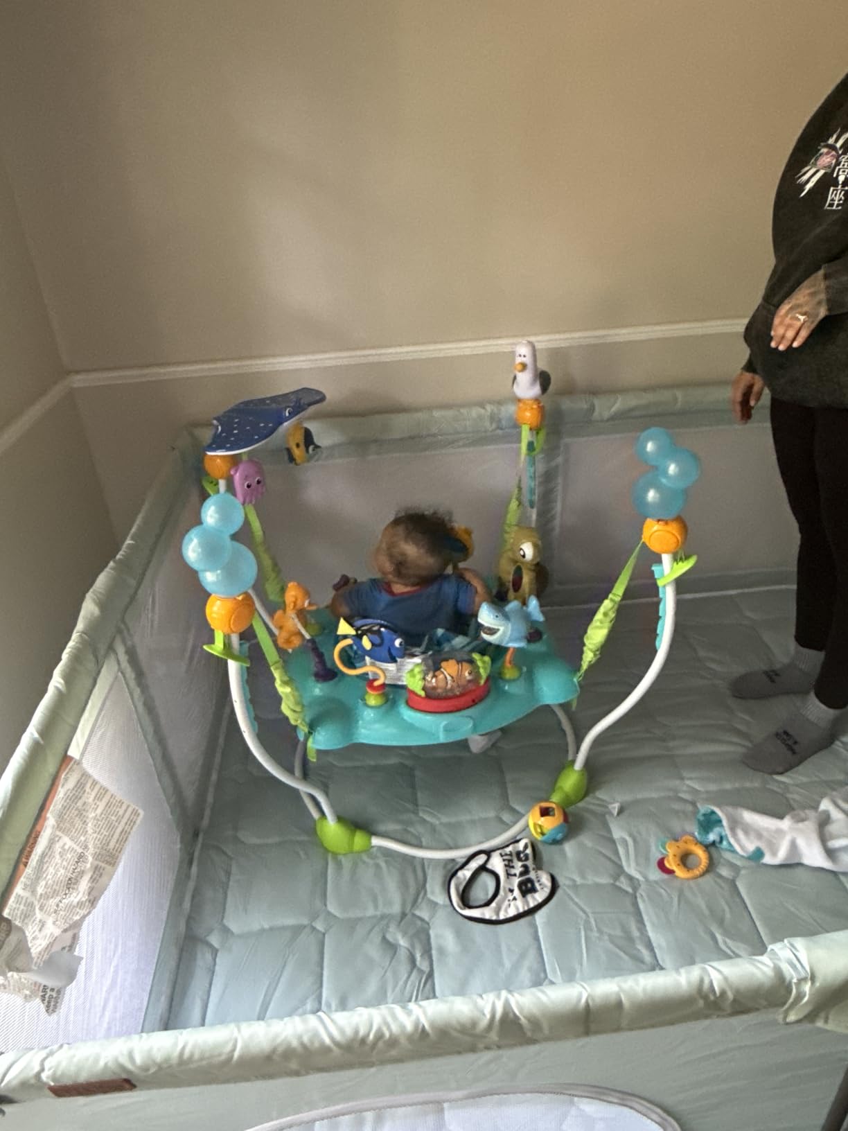 Bright Starts Disney Baby Finding Nemo Sea of Activities Baby Activity Center Jumper with Interactive Toys, Lights, Songs & Sounds, 6-12 Months (Blue) customer photo 2