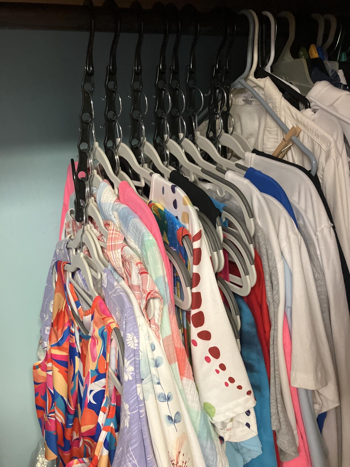 HOUSE DAY 10 Pack Space Saving Hangers, Black, Premium Smart Hanger | Space Saver Hanger Organizer, Closet Organizer and Storage for Dorm, Apartment, Dorm Room Essentials for Grouping Clothes customer photo 2