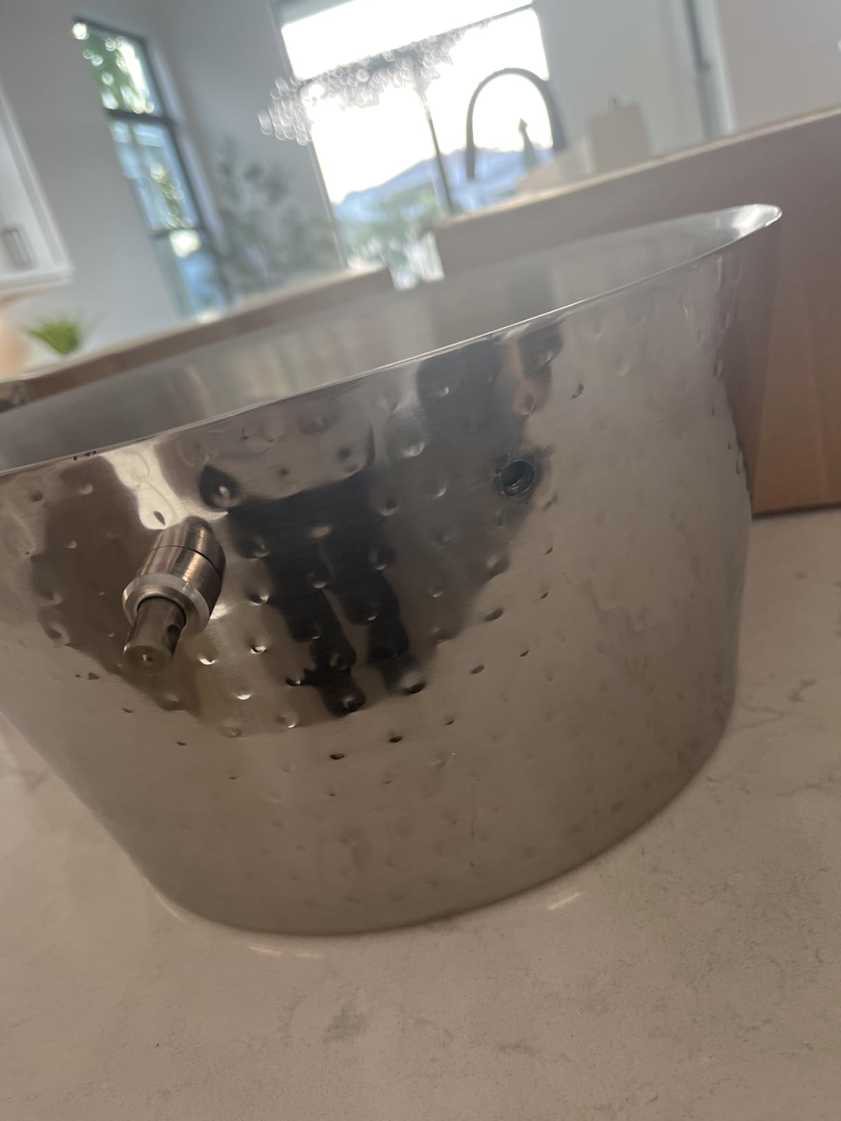 BREKX Insulated Hammered Stainless Steel Beverage Tub & Ice Bucket, 12QT | Double-wall insulated tub keeps beer, wine and champagne chilled. Double-hinged handles make carrying easier. customer photo 1