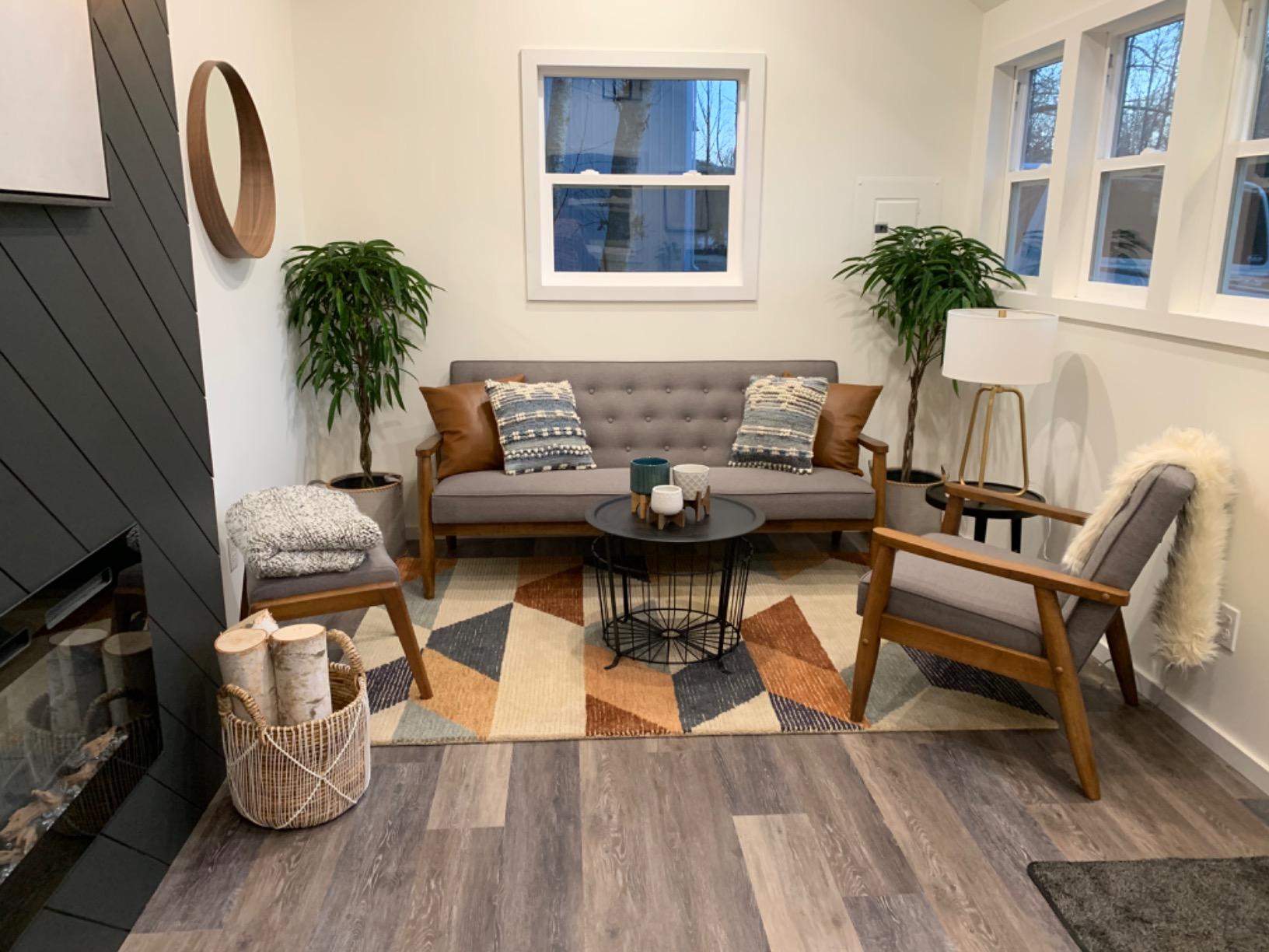 Baxton Studio Sorrento Mid-Century Retro Modern Fabric Upholstered Wooden 3-Seater Sofa, Grey 70.59 x 29.45 x 32.96 customer photo 1