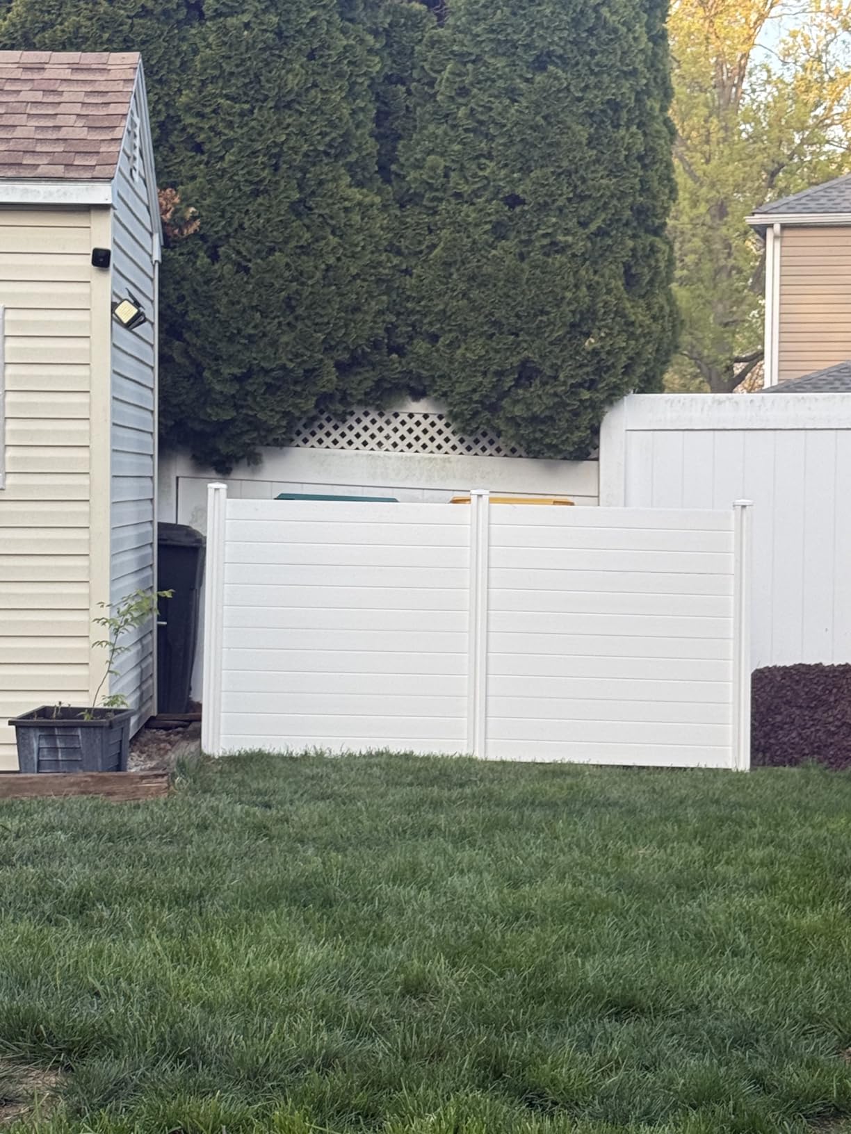 4ft H x 4ft W (2 Panels) No Dig Enclo Premium White Vinyl Privacy Screen, Outdoor Privacy Panels, Use As Air Conditioner Fence, Trash Can Enclosure, Pool Equipment Enclosure, ZP19014 customer photo 2