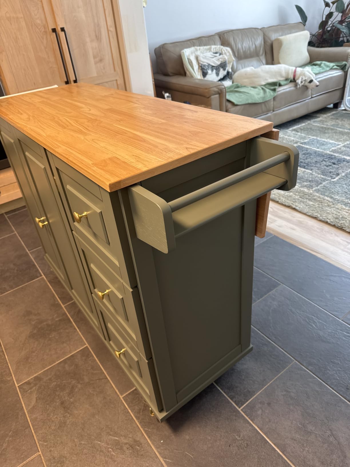Homestyles Dolly Madison Black Mobile Kitchen Island Cart with Wood Drop Leaf Breakfast Bar customer photo 2