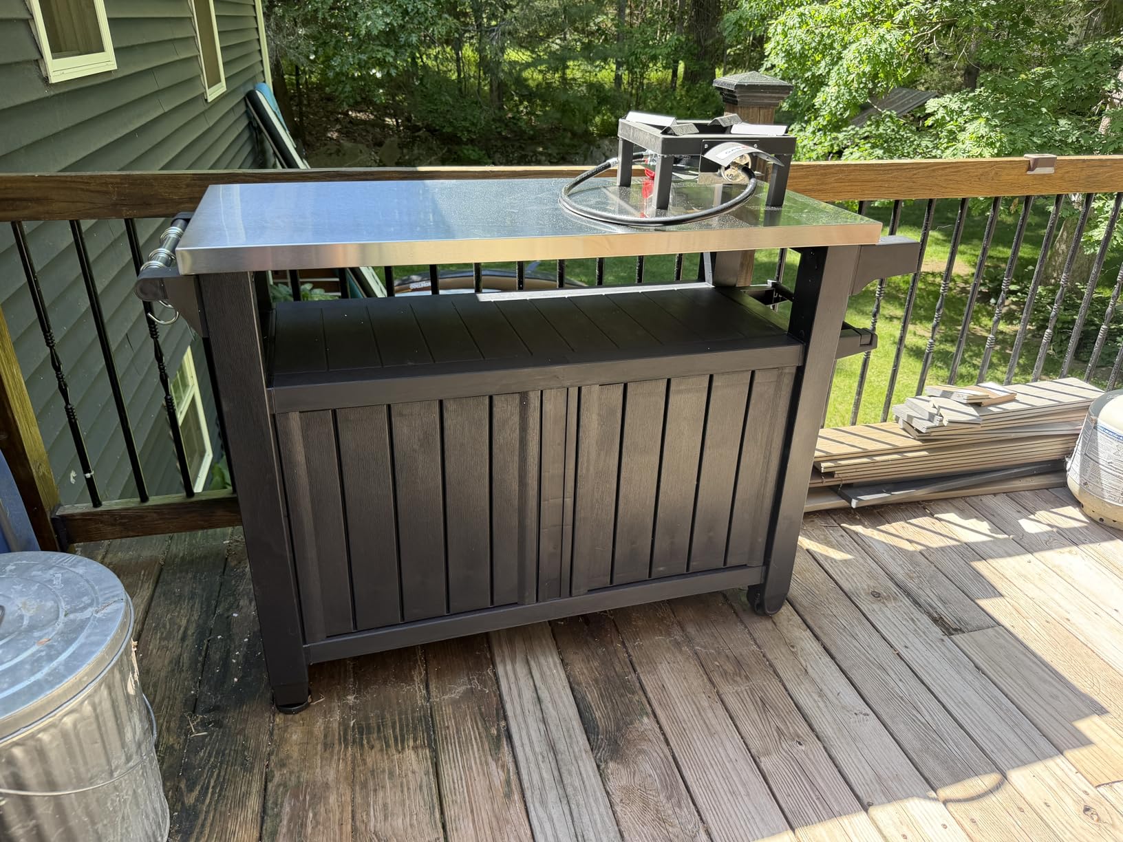 Keter Outdoor Rolling Table Cart for Food Prep, Storage, Dark Brown - Portable Kitchen Island with Wheels for Bar and Grill customer photo 2