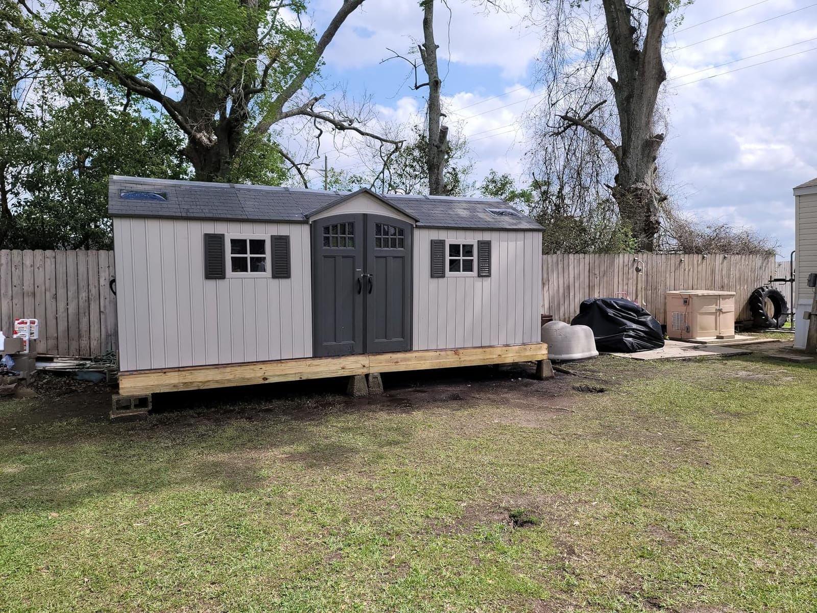 Lifetime 20 x 8 Ft. Outdoor Storage Shed with Steel Reinforced HDPE Walls, Lockable Doors, Windows, Skylights, Adjustable Shelving, Slip-Resistant Floor, UV-Protected Backyard Shed customer photo 2
