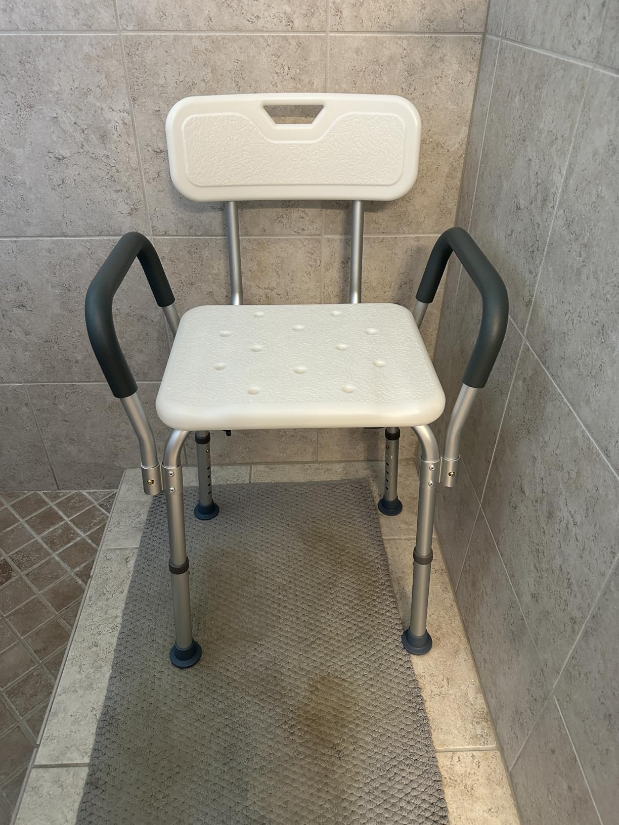 Medline Shower Chair Seat with Padded Armrests and Back | Heavy Duty Shower Chair for Bathtub | Slip Resistant Shower Seat with Adjustable Height | Shower Chair for Inside Shower with 350 lb Capacity customer photo 2