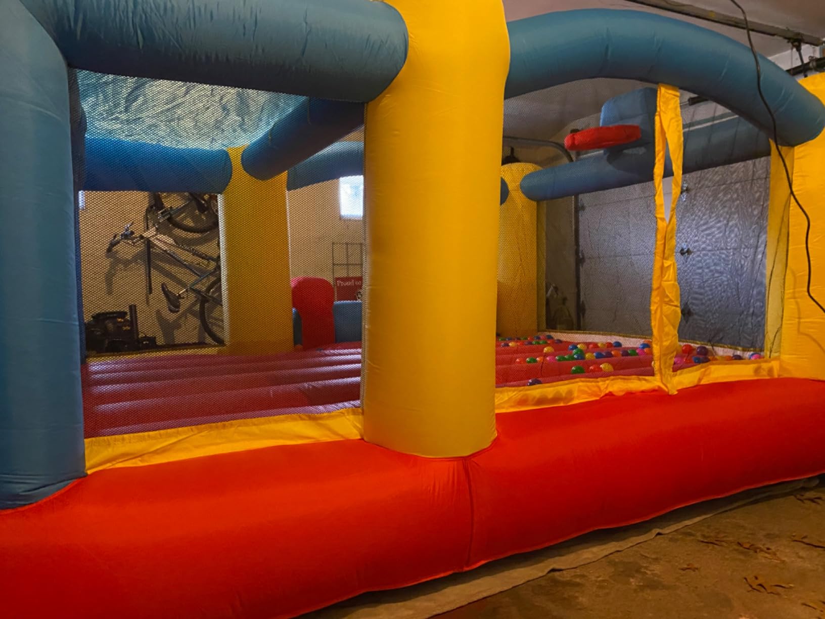 [Upgrade Version] PicassoTiles KC102 12x10 Foot Inflatable Bouncer Jumping Bouncing House, Jump Slide, Dunk Playhouse w/Basketball Rim, 4 Sports Balls, Full-Size Entry, 580W ETL Certified Blower | 4 sports balls included, retractable sun shade canopy, ETL-certified 580-watt blower, quick 2-minute setup, ages 3 and up customer photo 2