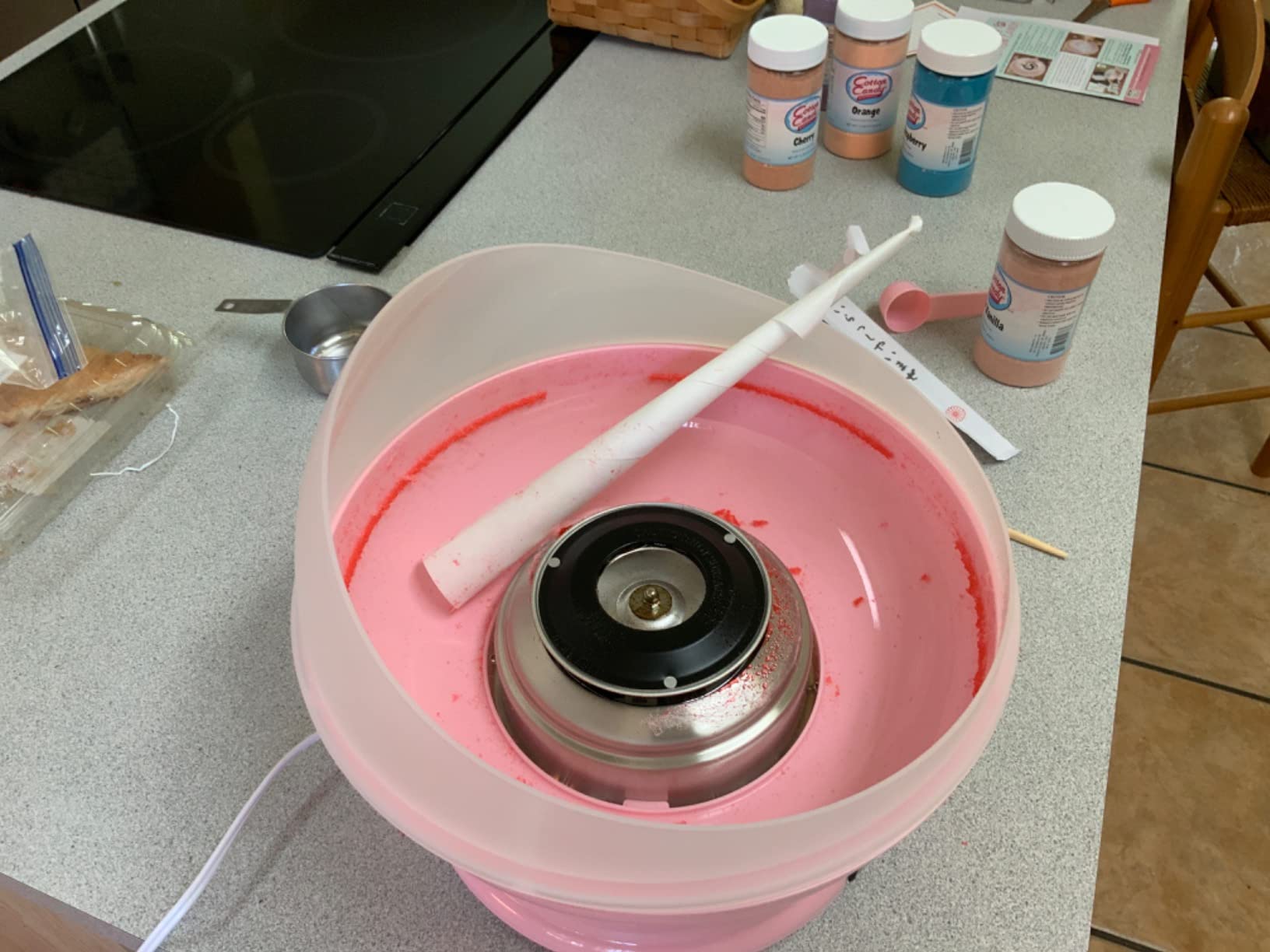 Cotton Candy Express CC1000-S Cotton Candy Machine, with 5-11oz. Jars of Cherry, Grape, Blue Raspberry, Orange, Pink Vanilla Floss Sugar & 50 Paper Cones Easy to Use and Clean customer photo 1