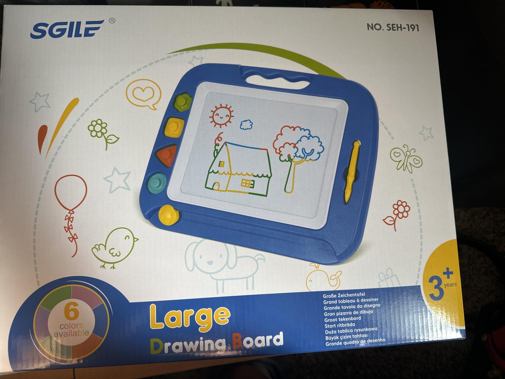 SGILE Toddler Toys for Kids, Large Magnetic Drawing Board for Birthday Gift, Toys for 1 2 3 4 Year Old Girls Boys, Etch & Sketch Pad with 4 Stamps, Learning and Educational, 16 x 13 in, Blue customer photo 1