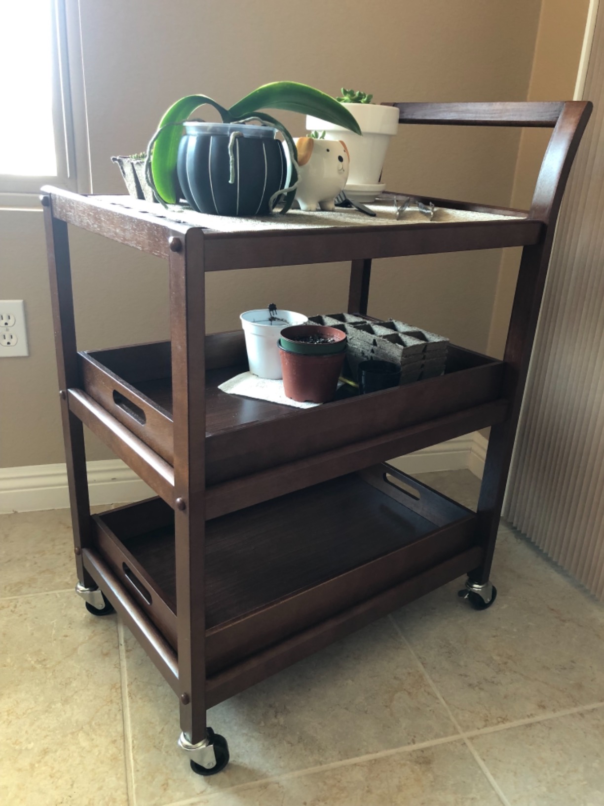 Winsome Albert 3-Tier Serving Cart, Walnut, 33