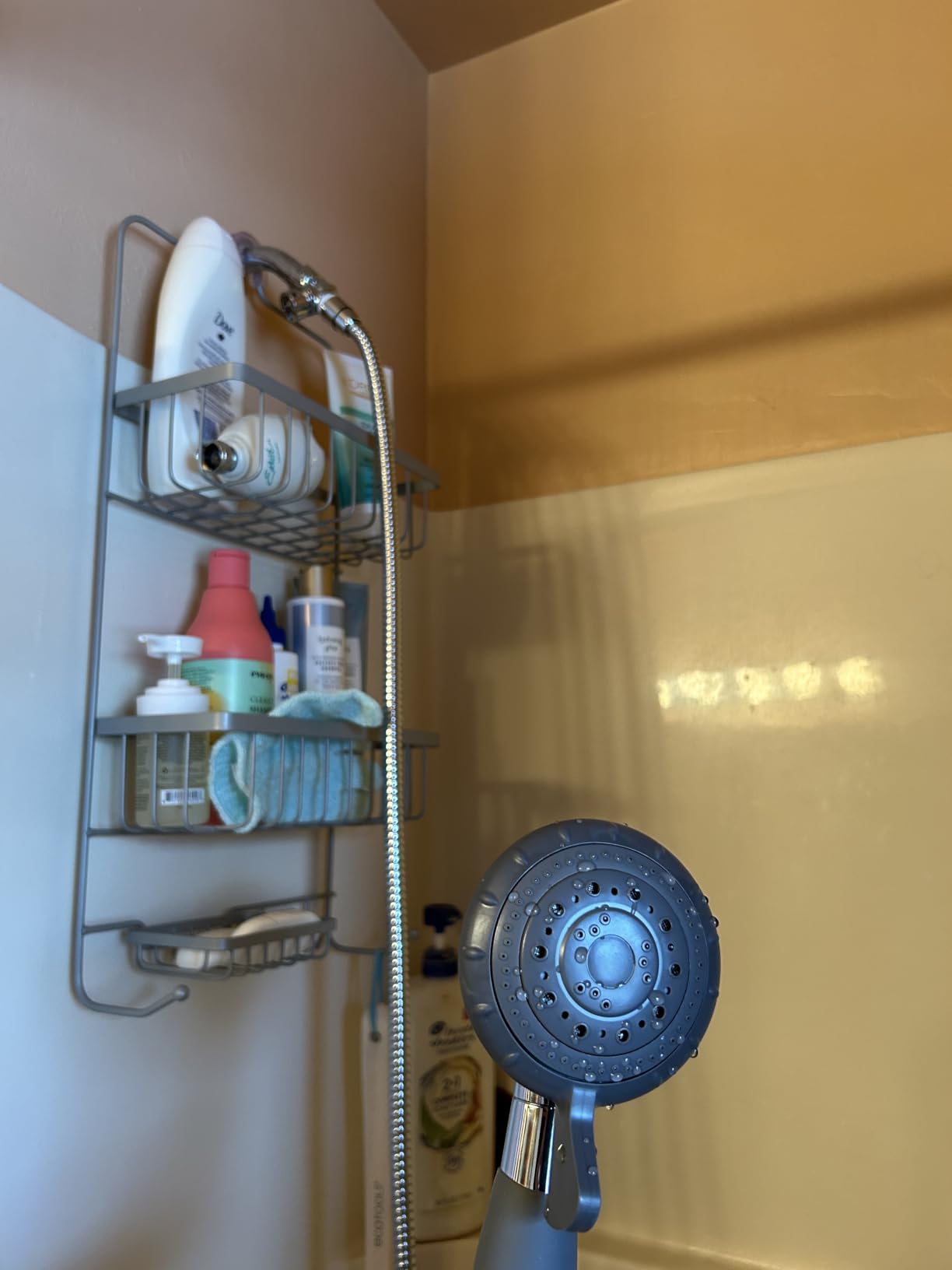 YOO.MEE ADA Handheld Shower, Fits Elderly and People Disabled in Action | Big-button Turning, Silicone Grip, Pause Setting, for Parkinson, Arthritis, 79 Inch Stainless Steel Hose Included, Chrome customer photo 2