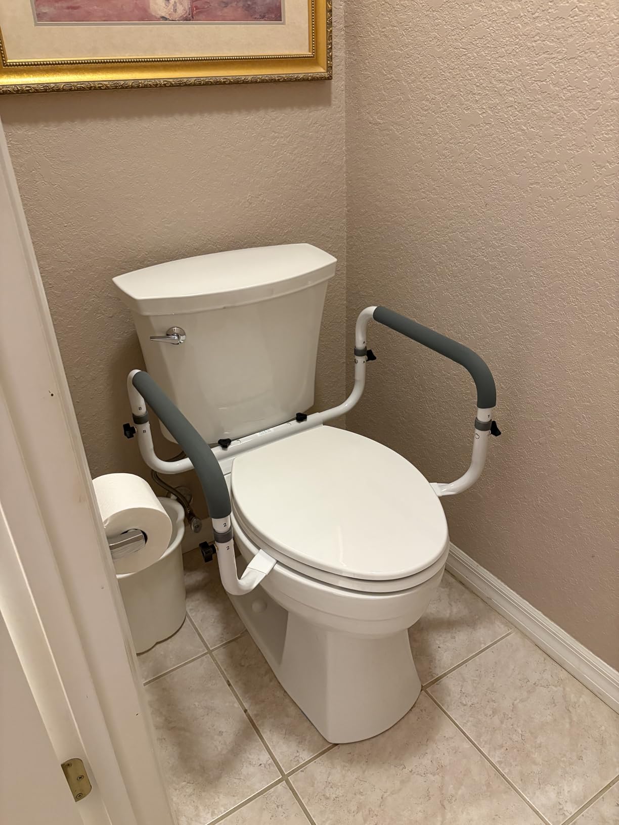Vive Raised Toilet Seat Riser for Seniors (with Handles) - Handicap Rail Grab Bar Seat for Over Toilet - Elevated Safety for Elderly, Disabled, Medical - Elongated customer photo 2