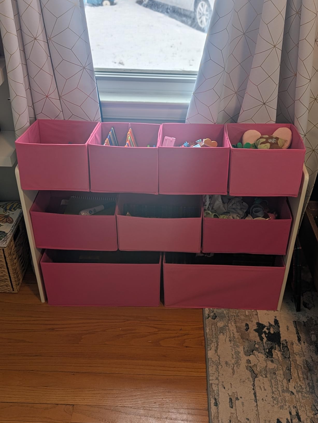Delta Children Deluxe Multi-Bin Toy Organizer with Storage Bins, White/Pink Bins customer photo 2