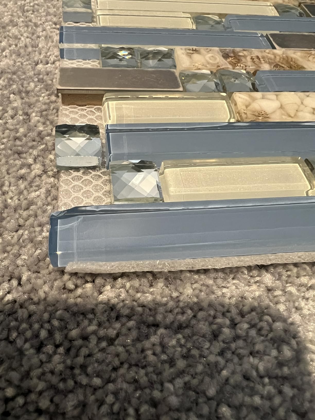 Blujellyfish Mosaic Tiles Crystal Glass Tile Rose Gold Interlocking Chrome Silver Black Ink Blue Mosaic Bath Kitchen Fireplace Decor TSTGT107 (5 Square Feet) customer photo 2