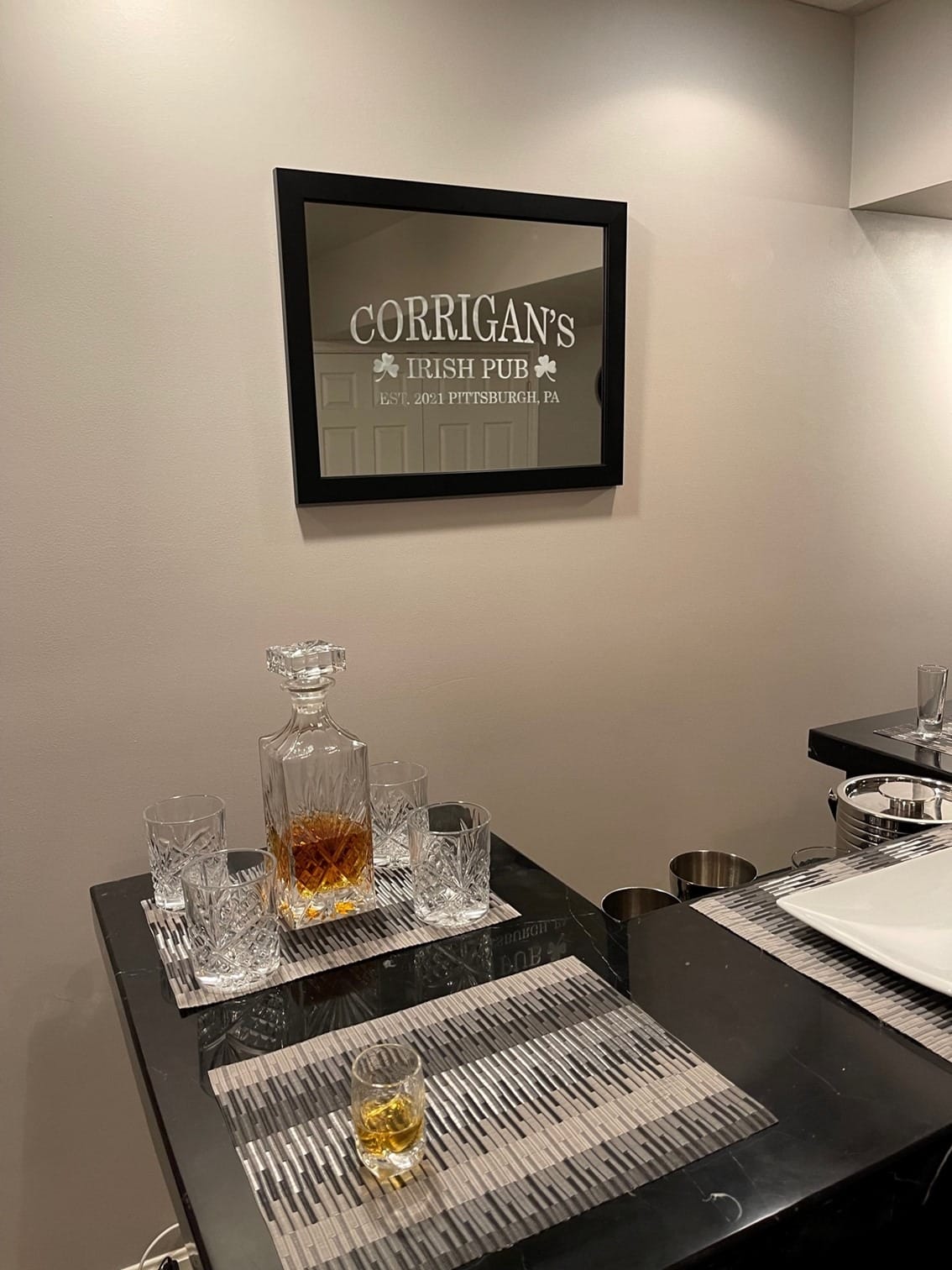 Beer Mugs Bar Mirror, Personalized Home Bar Sign 27x39 Engraved customer photo 1