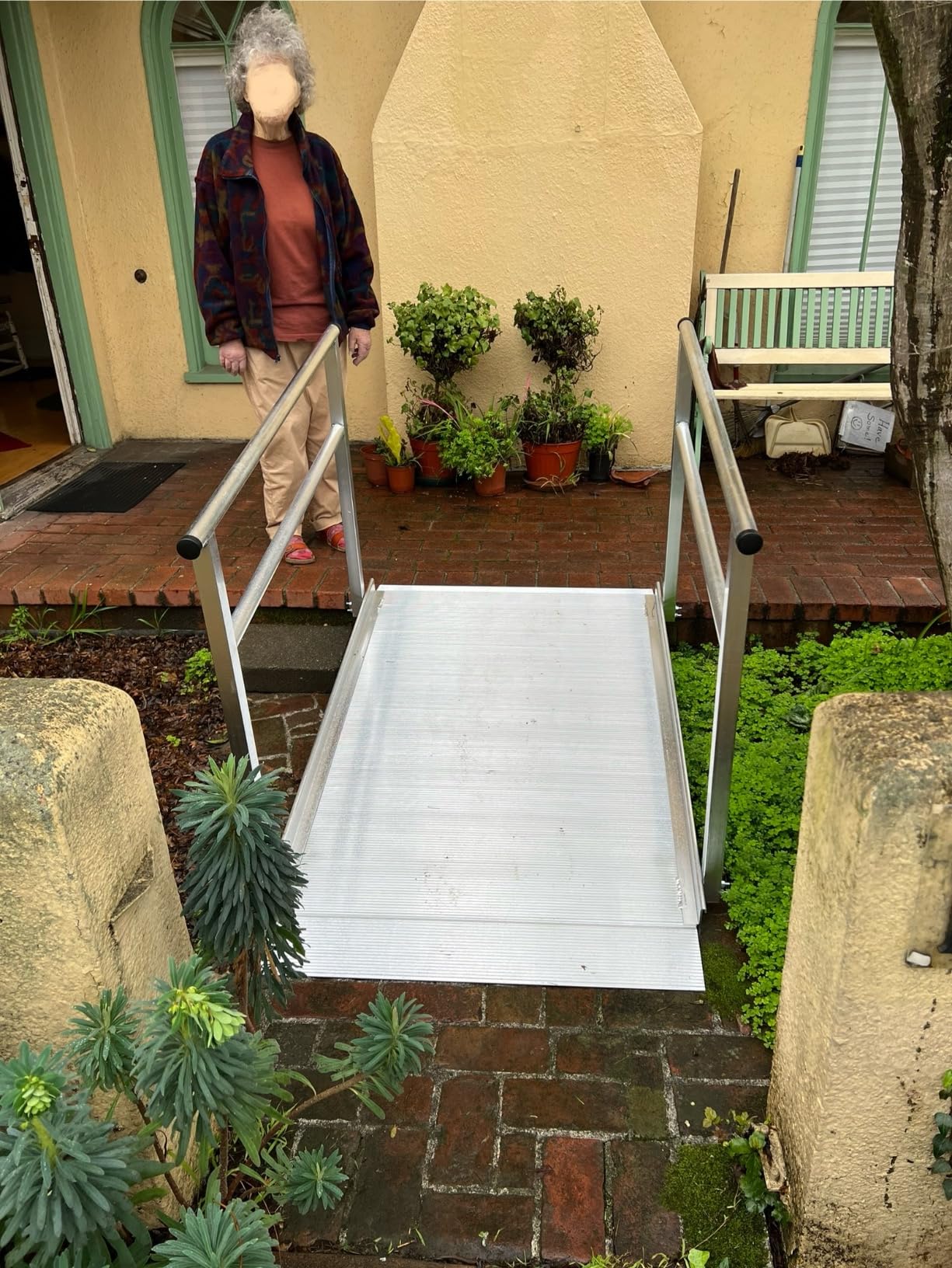 8' Wheelchair Ramp for Home Steps, 850 lb, Handrails, 36