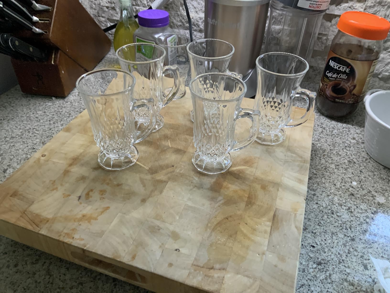 Red Co. 6-Pack Classic Clear Cut Glass 4.5 Oz Footed Turkish Tea Cups with Handles, Etched Design customer photo 1