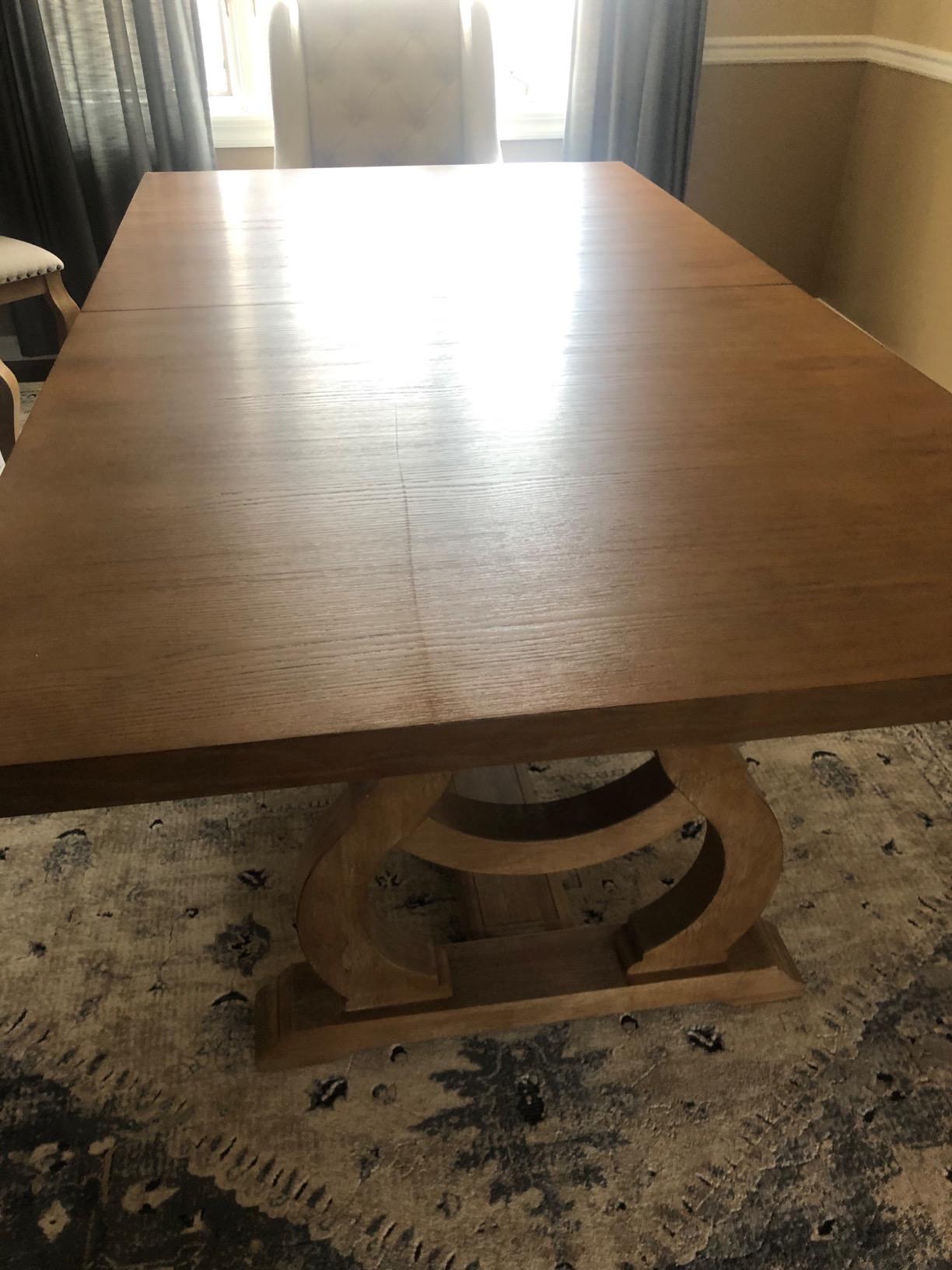 Coaster Home Furnishings - Brockway - Solid Wood & Veneer - Transitional Dining Table with Extension Leaf and Trestle Base - Dining Room & Kitchen - 104 Inch - Barley Brown - 110291 customer photo 2