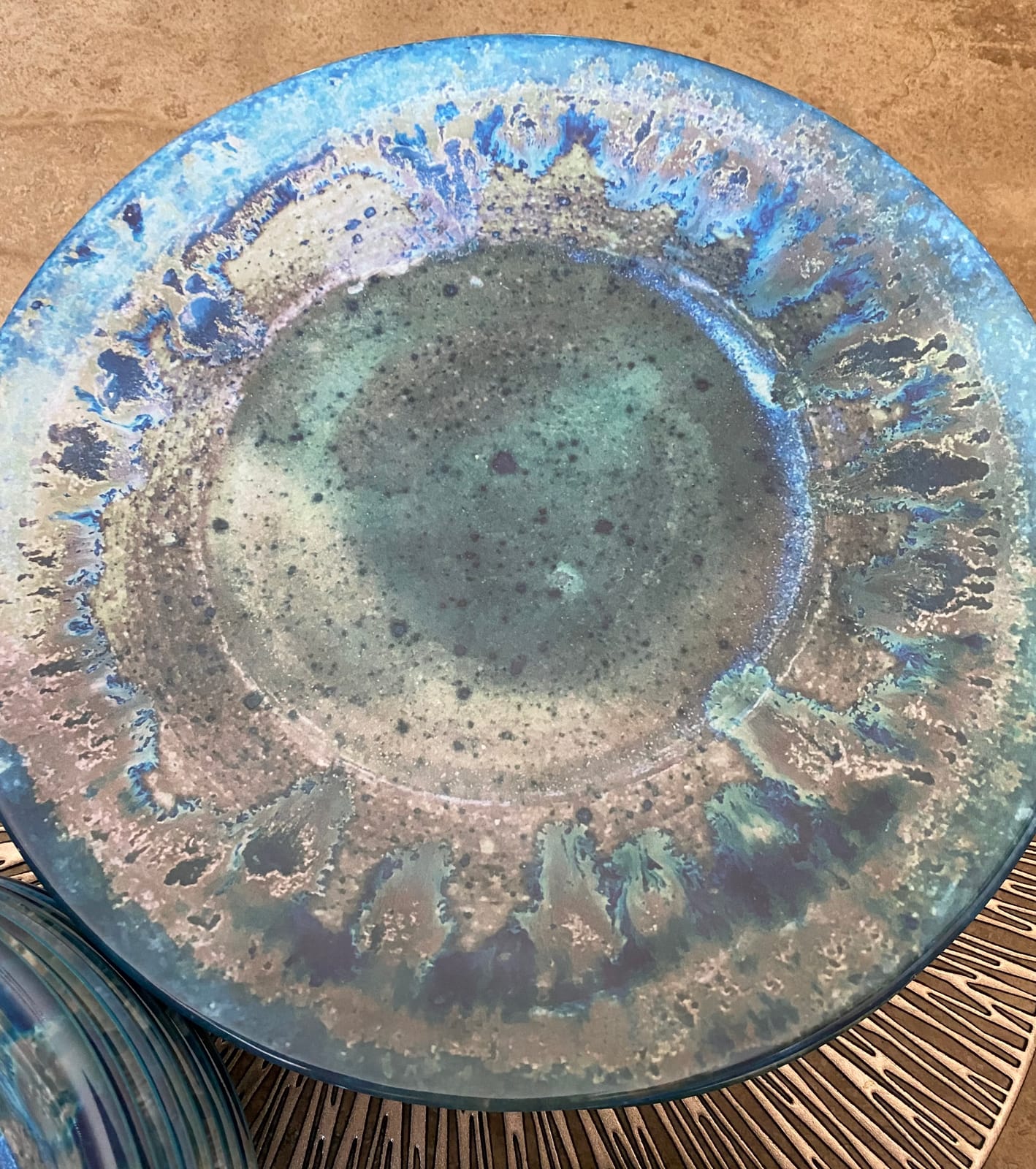 Radiance Teal 12pc Melamine Dinnerware Set - Service for 4 Plates and Bowls Set, Outdoor Dinnerware, Coastal Dishes, Unbreakable, Dishwasher Safe, Heavyweight Melamine, Rustic Look customer photo 2