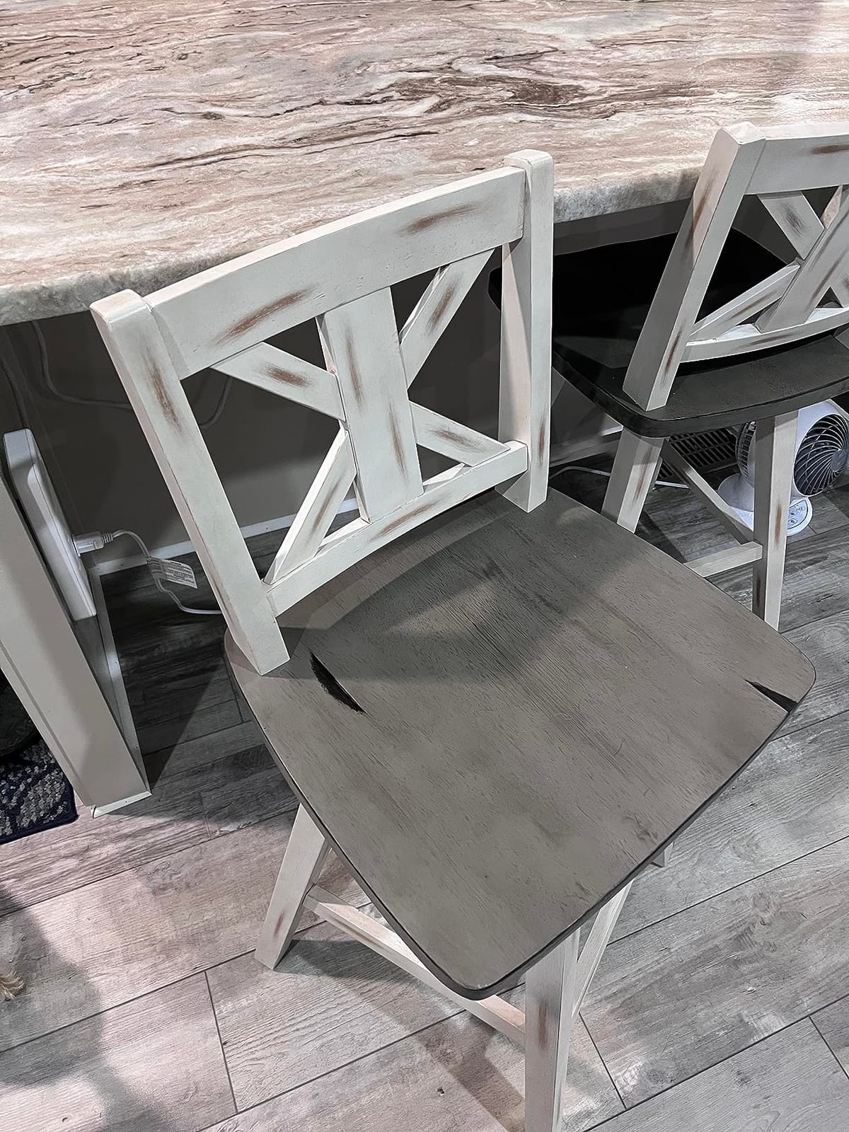 Lexicon Swivel Counter Height Stools Set of 2, X Back, Antique White/Grey | 23.5