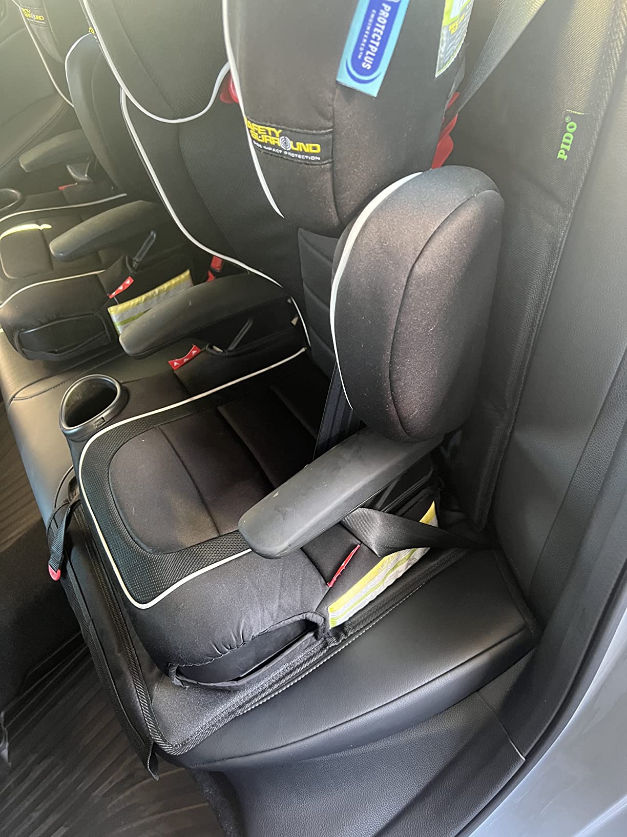 PIDO Car Seat Protector 2 Pack, Car Seat Mat for Leather Seats with Thick Padding and Non-Slip Backing, Waterproof Protector Cover for Baby Child Carseat Protection (Black/Red) customer photo 2