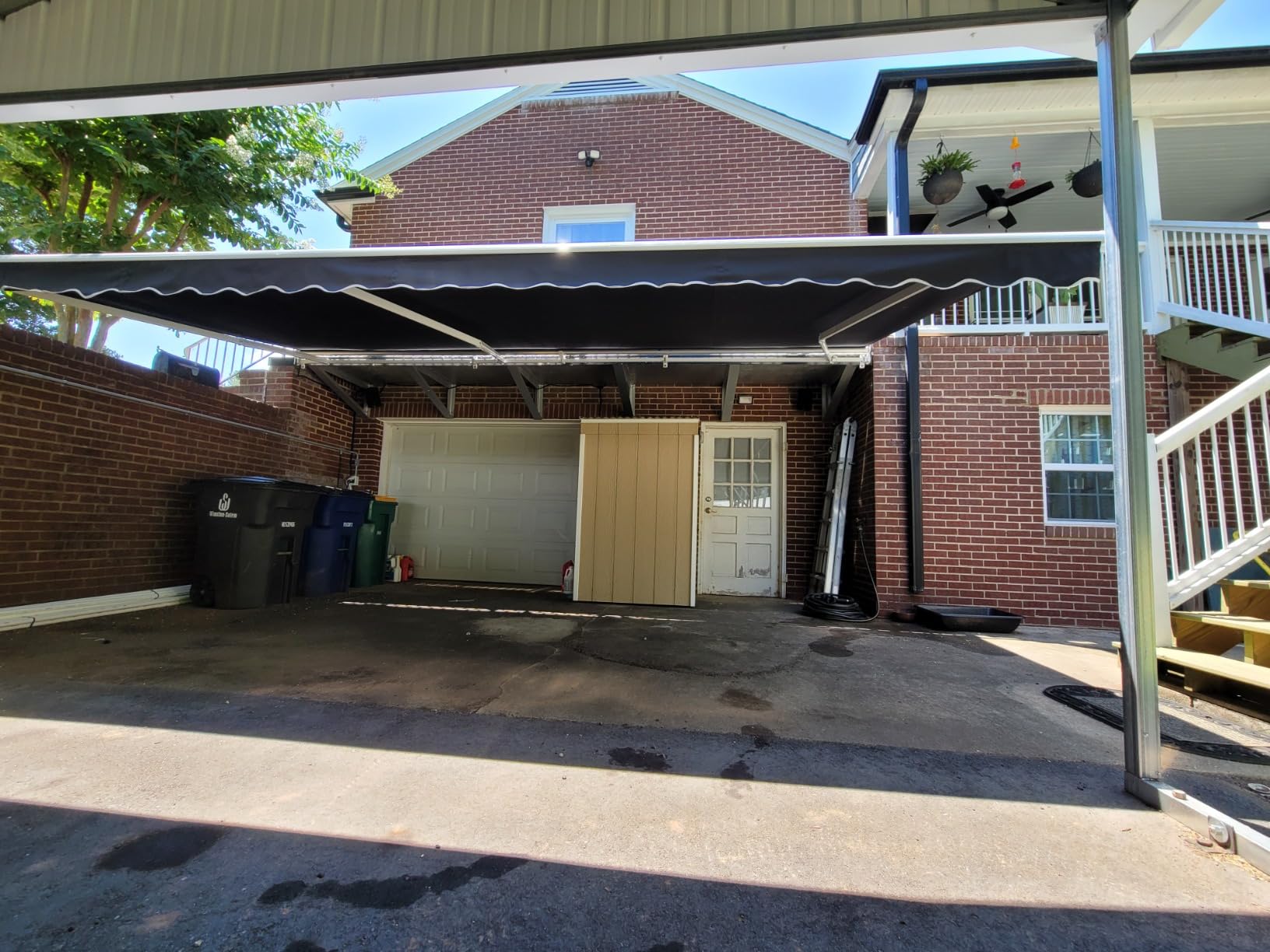 ALEKO 20x10 ft Electric Retractable Patio Awning, Remote Control Motorized & Manual Crank, Outdoor Shade Canopy with UV-Resistant Fabric - White Frame, Gray customer photo 1