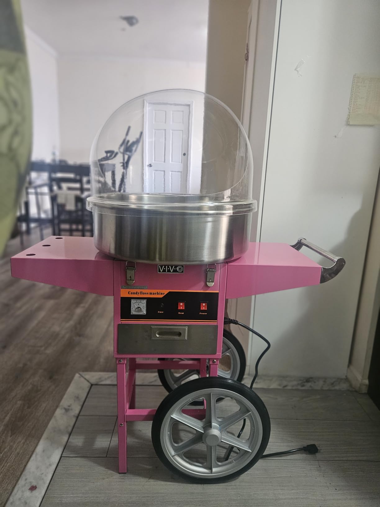 VIVO Blue 1030W Electric Cotton Candy Machine Cart, Mobile Rolling Candy Floss Maker with 20 inch Stainless Steel Bowl Sugar Scoop and Drawer, Easy Home or Commercial Use, CANDY-V002B customer photo 2