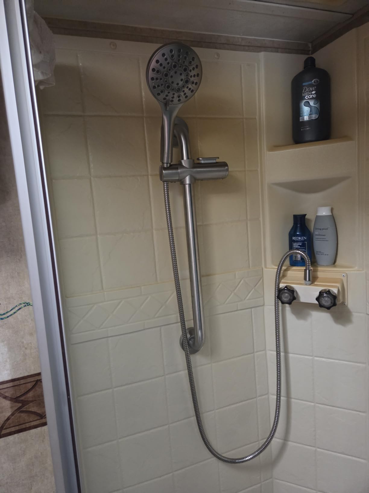 BRIGHT SHOWERS Slide Bar Shower Set with Handheld Shower Head, ADA-Compliant Stainless Steel Grab Bar, Adjustable Height and 69-Inch Hose, Brushed Nickel customer photo 2