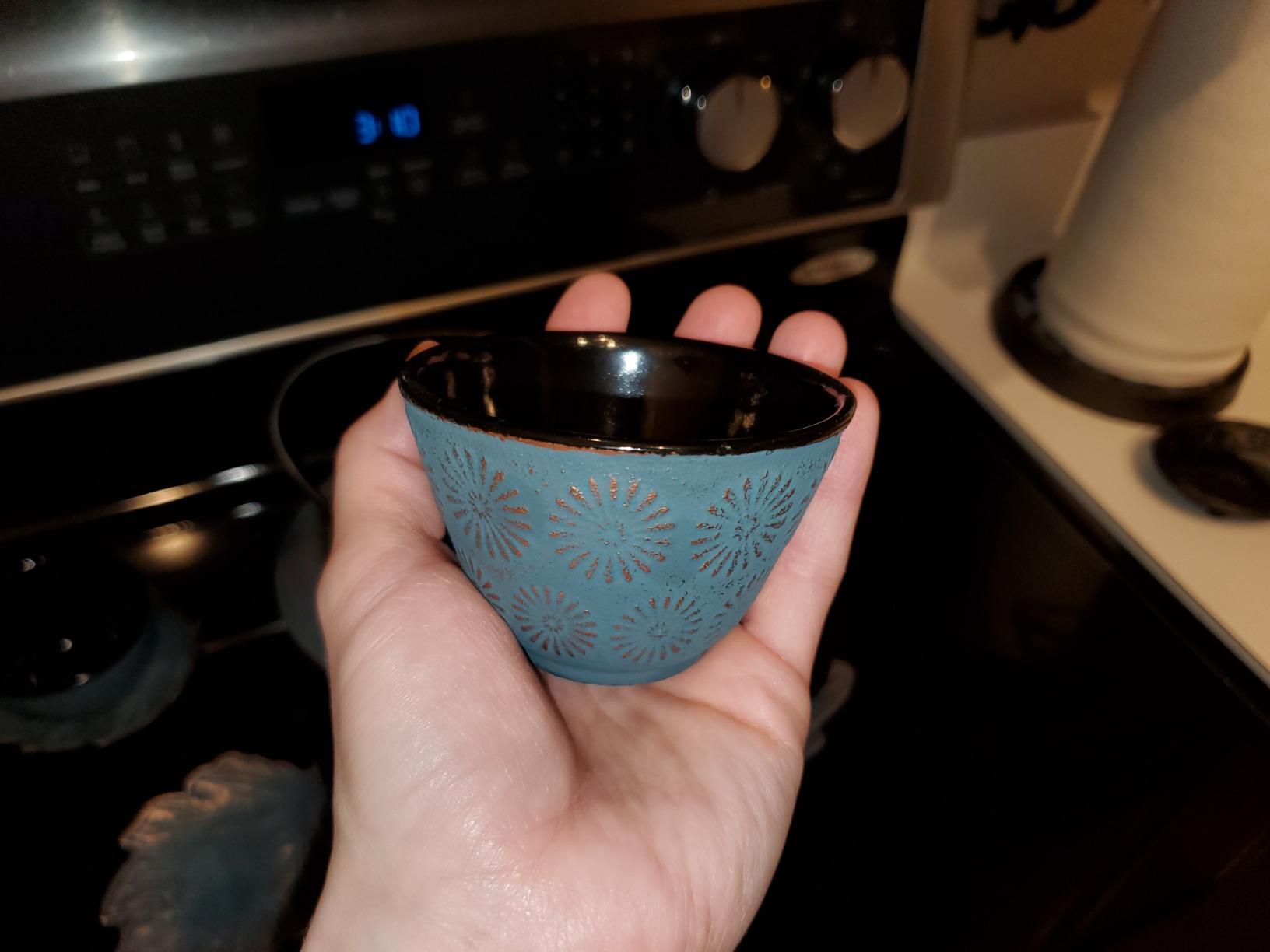 Blue Butterfly Cast Iron Tea Set, 2 Cups, 2 Saucers, Infuser & Trivet customer photo 1