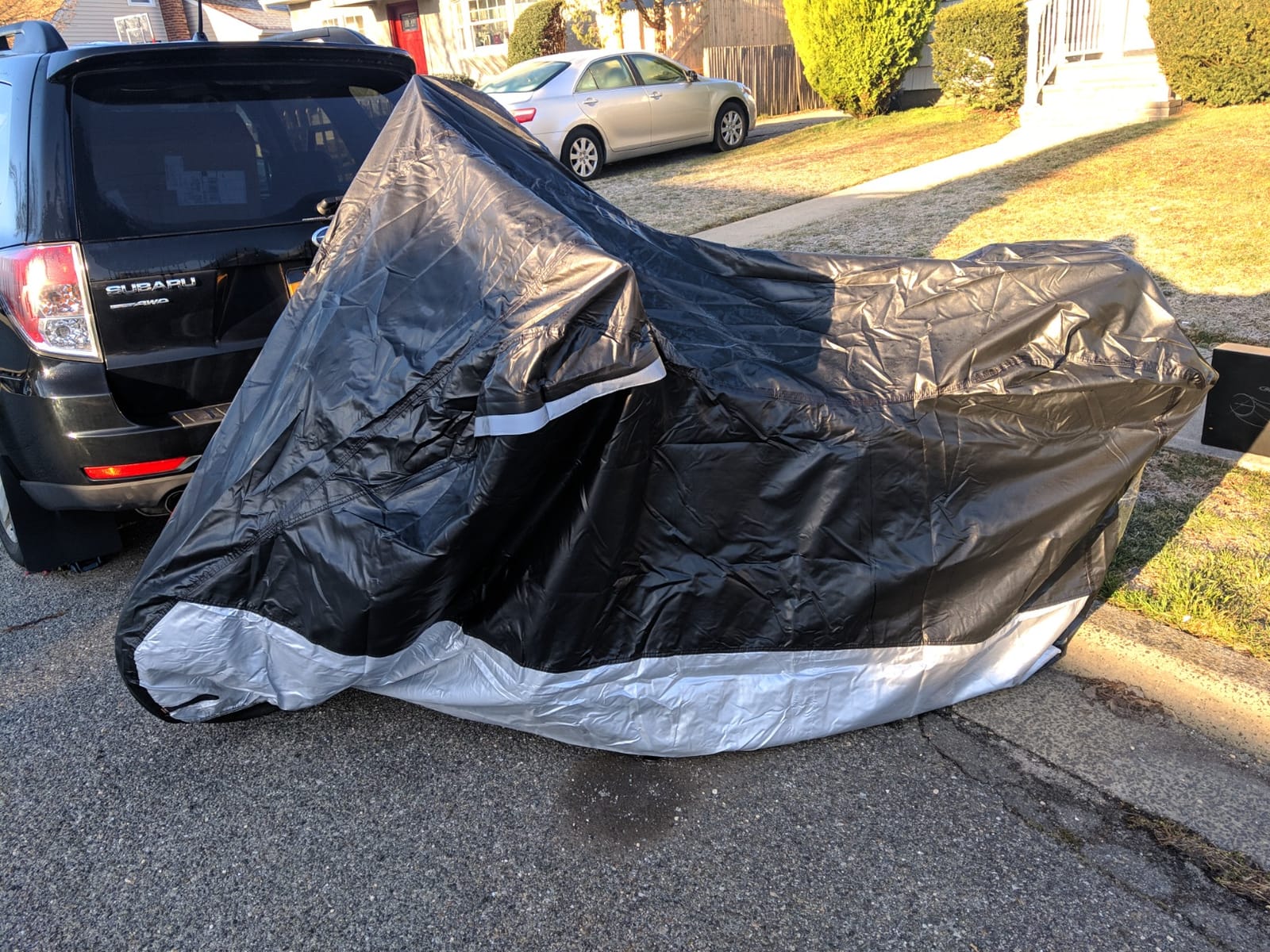VELMIA Motorcycle Cover - Extremely Heat Resistant up to 550F, Waterproof for All Seasons, Fits Motorcycles, Scooters, Mopeds & Harleys customer photo 2