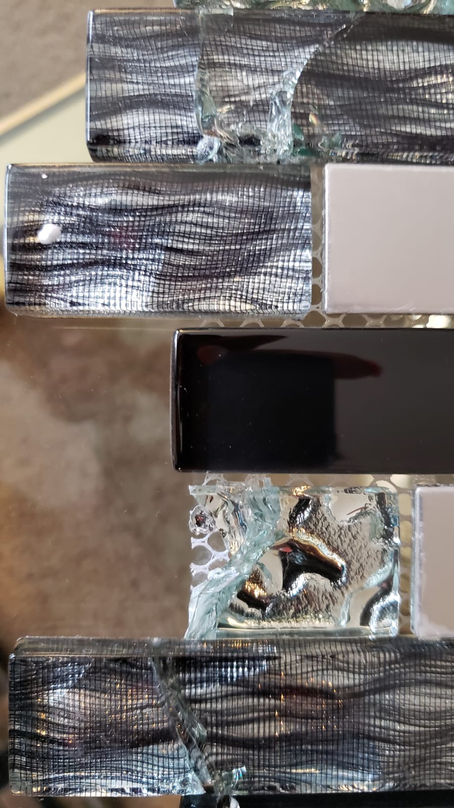 Glass Metal Tiles Art Mosaic Silk Black Crystal Glass Chrome Silver Steel Accent Wall Border Kitchen Bath Backsplash Tile TSTNB12 (5 Square Feet) customer photo 1
