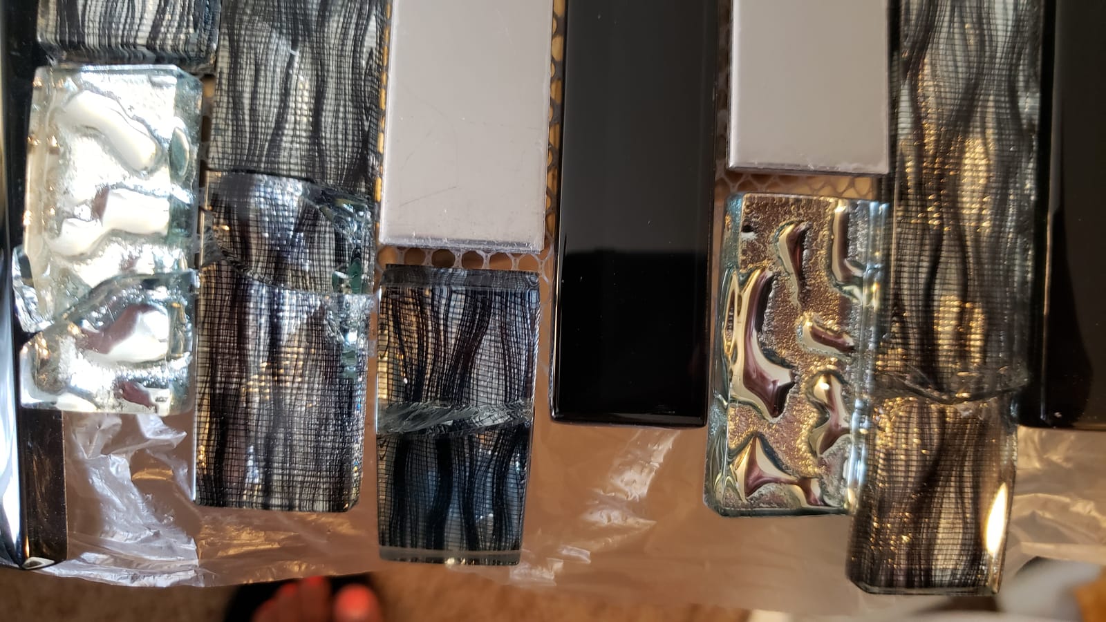Glass Metal Tiles Art Mosaic Silk Black Crystal Glass Chrome Silver Steel Accent Wall Border Kitchen Bath Backsplash Tile TSTNB12 (5 Square Feet) customer photo 2