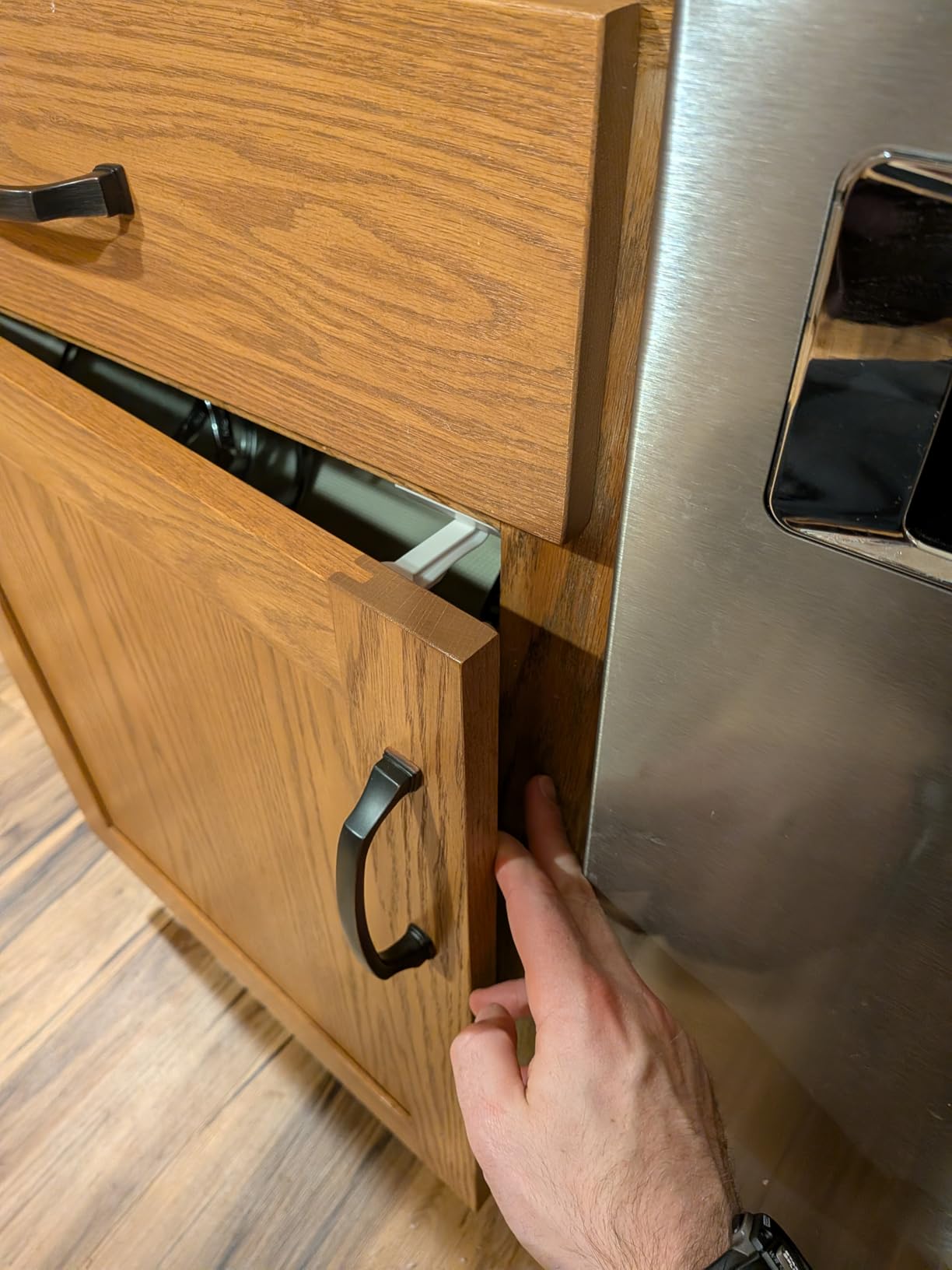 Upgraded Invisible Baby Proofing Cabinet Latch Locks (10 Pack) - No Drilling or Tools Required for Installation, Works with Most Cabinets and Drawers, Works with Countertop Overhangs, Highly Secure customer photo 2