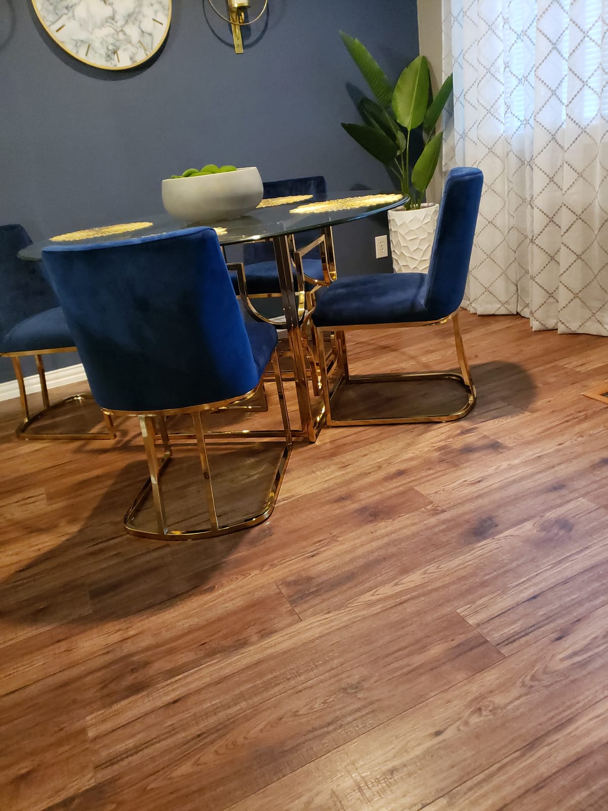 Meridian Furniture Heidi Collection Modern Velvet Upholstered Dining Chair with Polished Gold Metal Frame, Navy, Set of 2 customer photo 1