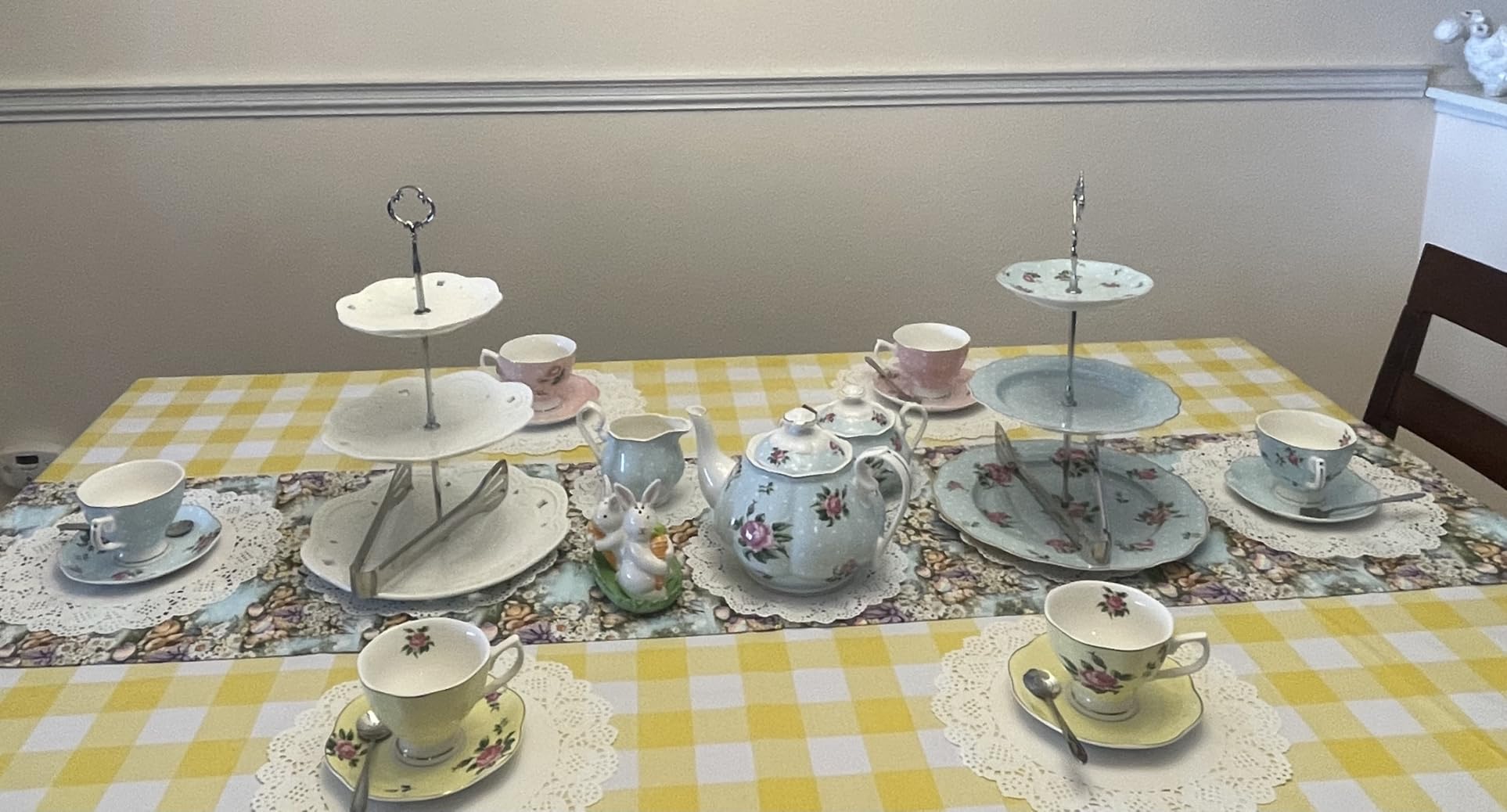 BTaT- Floral Tea Sets for Adults, 13 pcs, Service for 4, Pot (38 oz) & Cups (8 oz) with Saucers, Pastel Blue Floral Design, Porcelain Tea Set for Adult, Dishwasher Safe customer photo 1