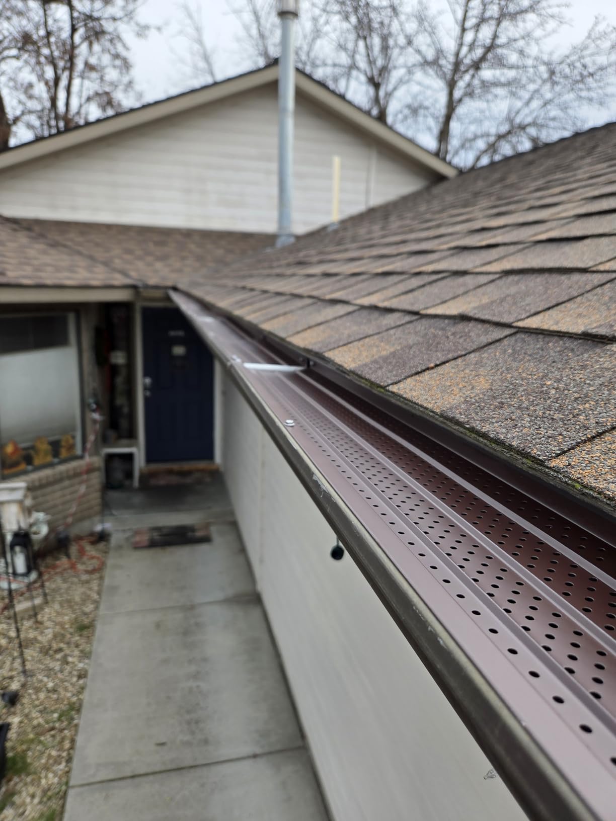 FlowGuard Gutter Guard, USA Made Professional DIY 5 Inch 50-Year Gutter Cover Leaf Protection System - Brown - Aluminum - 102 Feet - by FlexxPoint customer photo 2