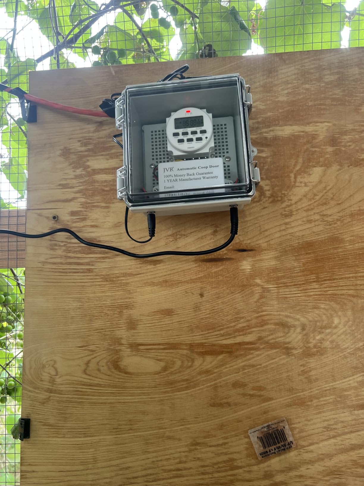JVR Automatic Chicken Coop Door, Programmable Timer, Anti-Pinch, Aluminum | Heavy-duty aluminum door with industrial screw-rod actuator, anti-pinch sensor, and 11 x 12 in opening; timer schedule only customer photo 1