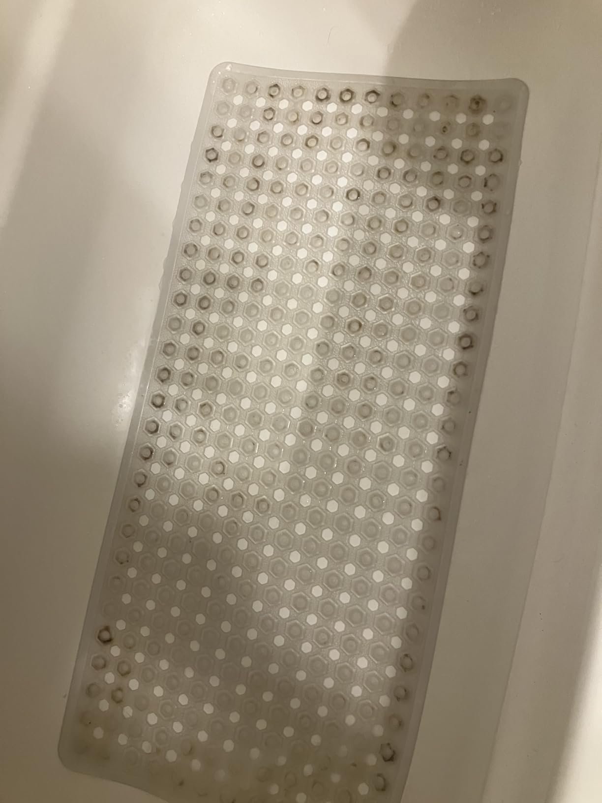 GORILLA GRIP Patented Bath Tub Shower Mat, Machine Washable Bathtub Floor Liner Mats, Suction Cups and Drain Holes to Keep Tubs Clean, Soft on Feet, Bathroom Essentials, 35x16 Inch, Sky Blue Opaque customer photo 1