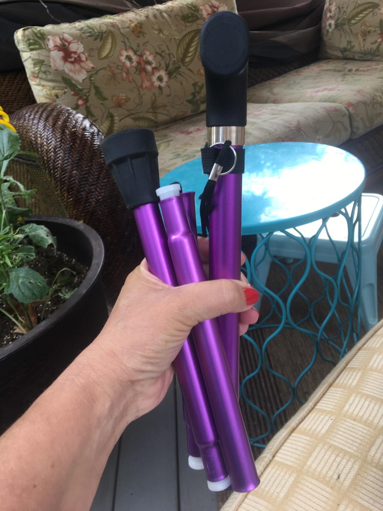RMS Folding Cane, Adjustable, Lightweight Offset Walking Cane | Aluminum Collapsible Walking Stick with Ergonomic Derby Handle customer photo 1