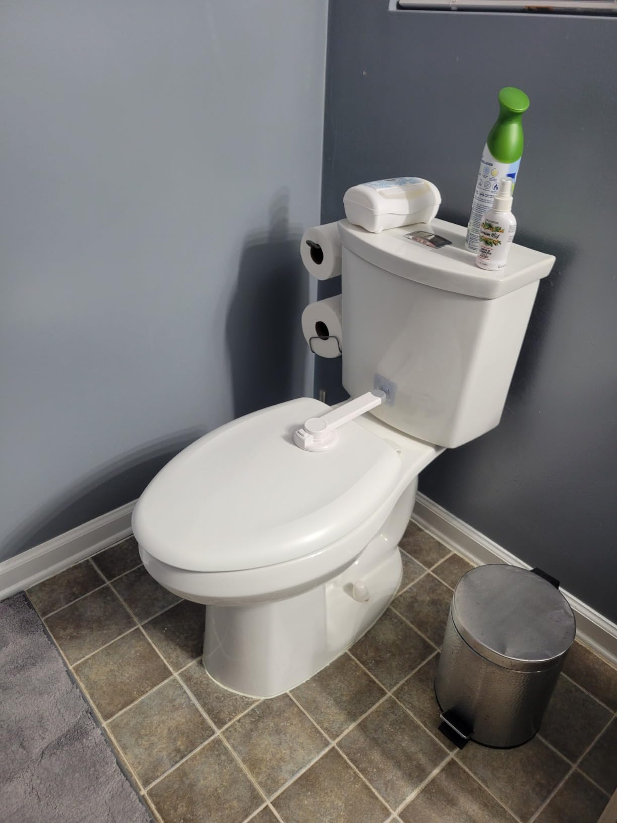 Baby Toilet Lock (3 Pack) Ideal Baby Proof Toilet Lid Lock with Arm - No Tools Needed Easy Installation with 3M Adhesive - Top Safety Toilet Seat Lock - Fits Most Toilets - White customer photo 1