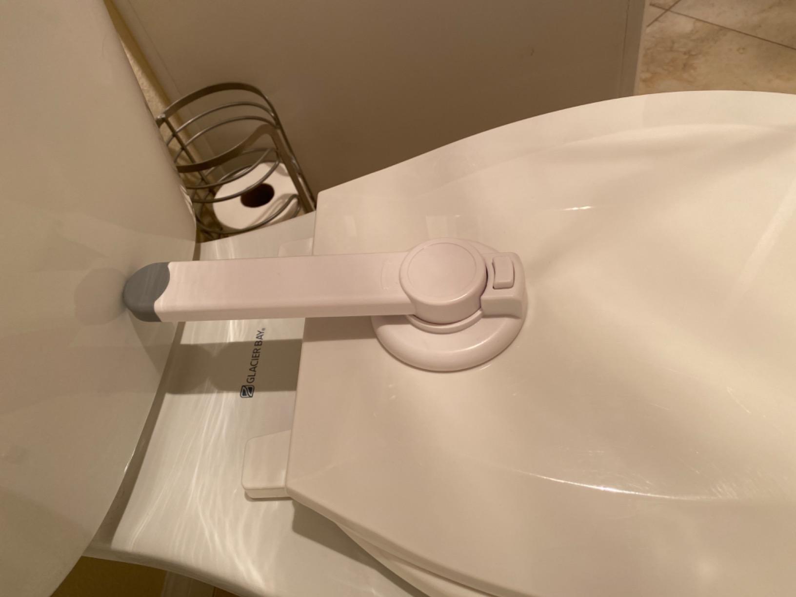 Toilet Locks Baby Proof (2-Pack) Ideal Baby Proof Toilet Lid Lock with Arm - No Tools Needed Easy Installation with 3M Adhesive - Top Safety Toilet Seat Lock - Fits Most Toilets, White customer photo 2