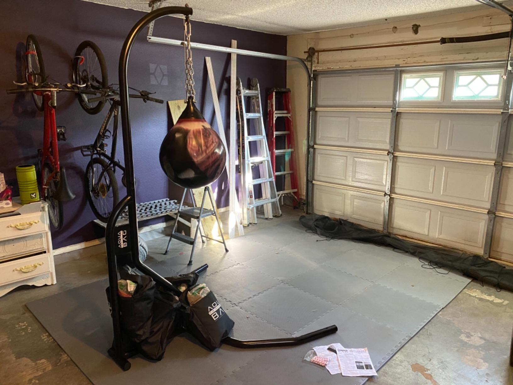 Aqua Training Punching Bag Stand, 200 lb. Capacity - Holds Any Traditional Style Heavy Bag up to 200 pounds - Extra-Wide Stance for Swinging During Training - 4 sandbags Included - 2020136455 customer photo 1