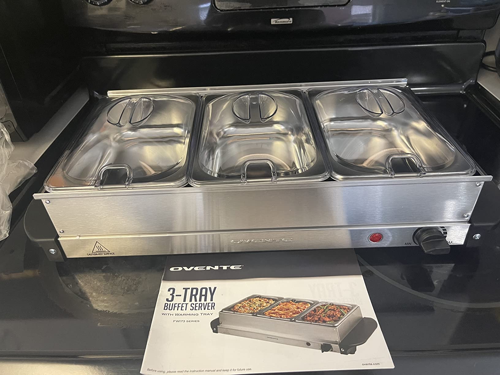 OVENTE Electric Buffet Server and Food Warmer, Three 1.5 Qt, Silver FW173S, Stainless Steel Chafing Dish Set customer photo 1