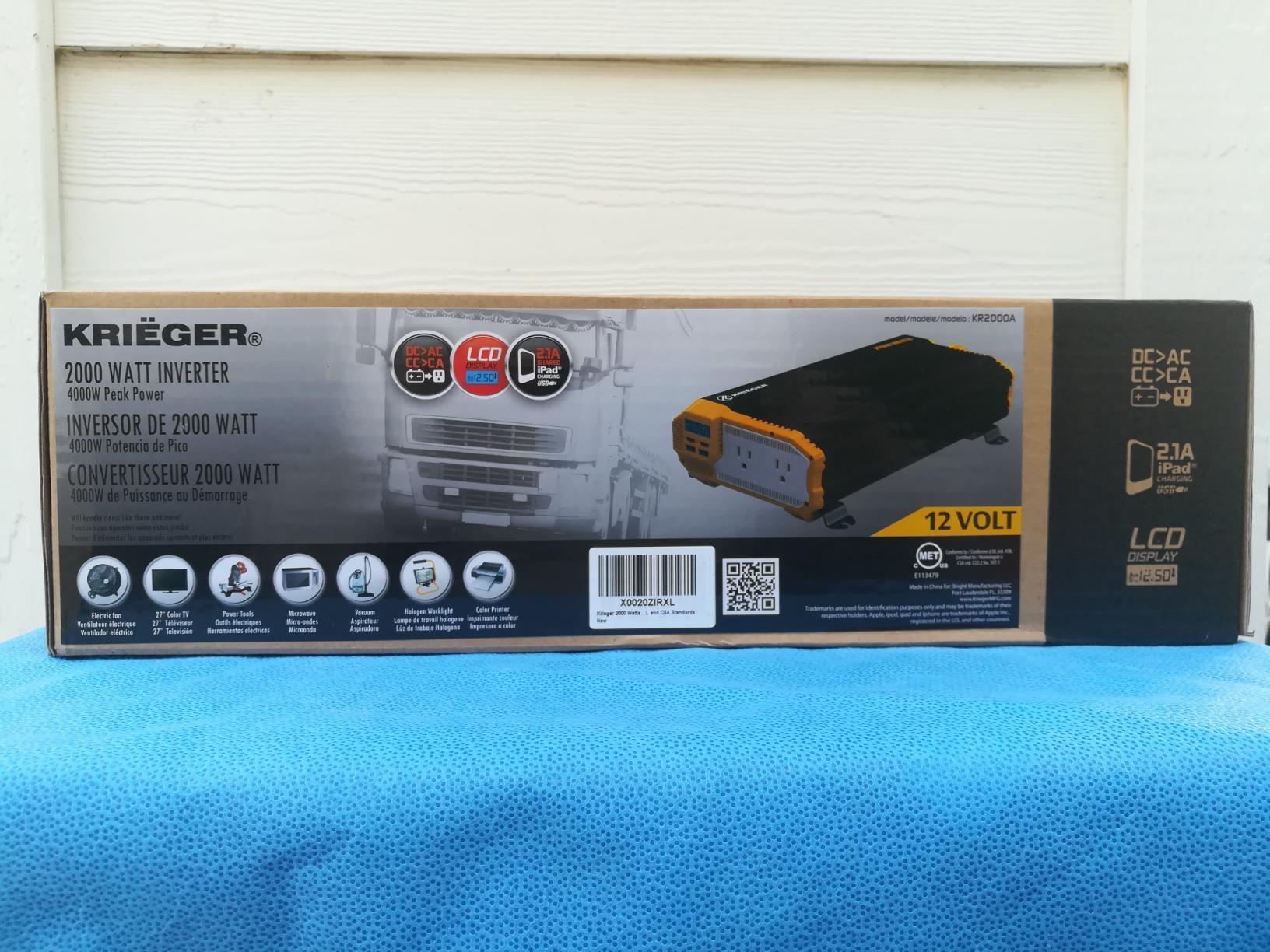 K KRIËGER 2000 Watts Power Inverter 12V to 110V, Modified Sine Wave Car, Dual 110 Volt AC Outlets, DC to AC Converter with Installation Kit Included - ETL Approved to UL and CSA Standards customer photo 1