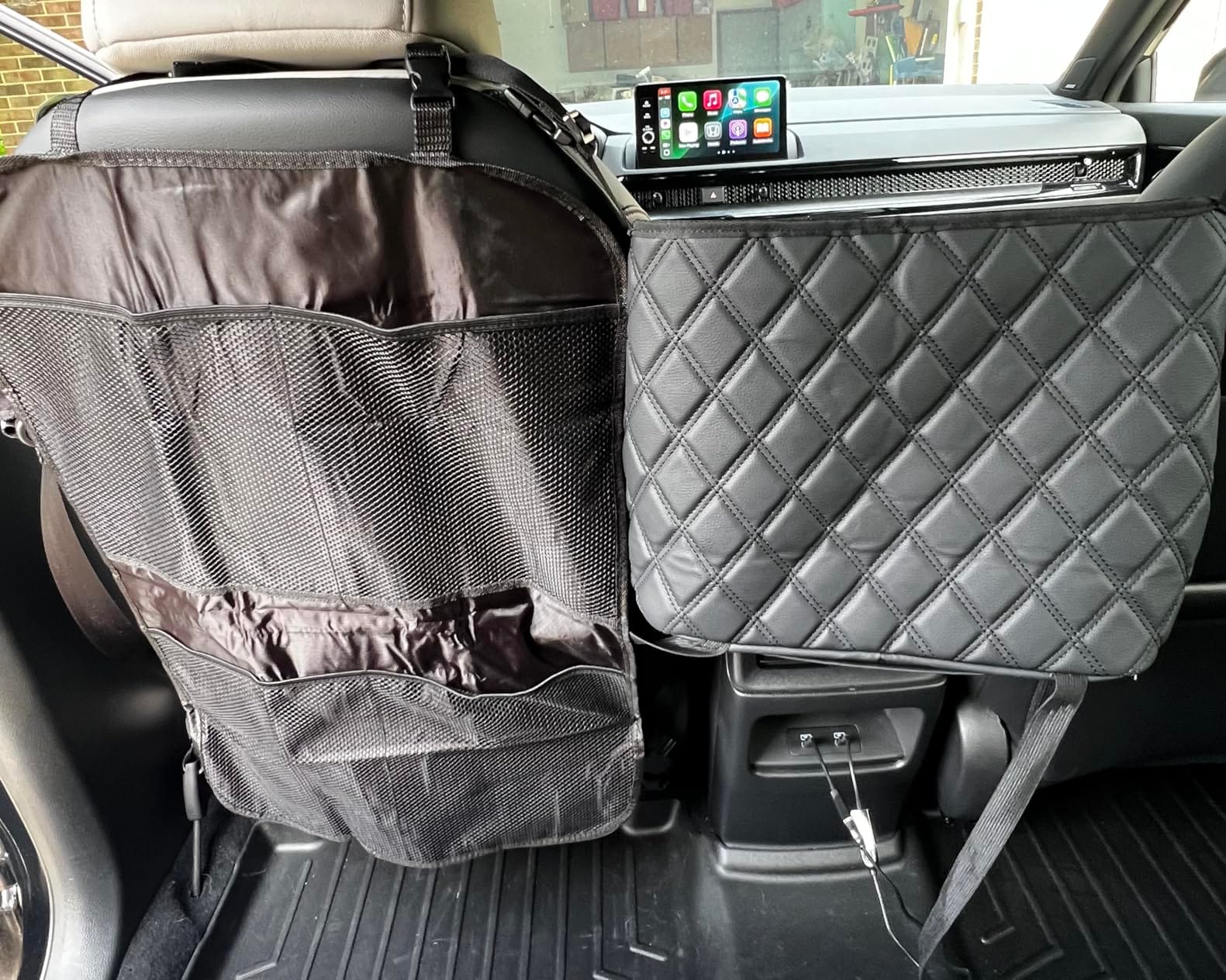 lebogner Back Seat Cover For Kids + 3 Pocket Storage Organizer, 2 Pack X-Large Waterproof Kick Mats Backseat Protector, Car Seat Back Protectors For Vehicles To Protect From Dirt, Mud & Scratches customer photo 1